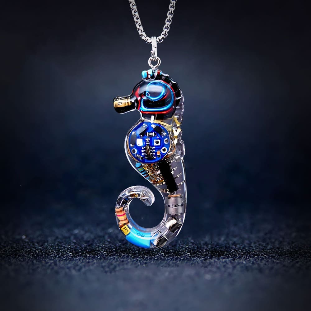 Neon Seahorse - Cyberpunk Pendant & Chains | Mochipunk