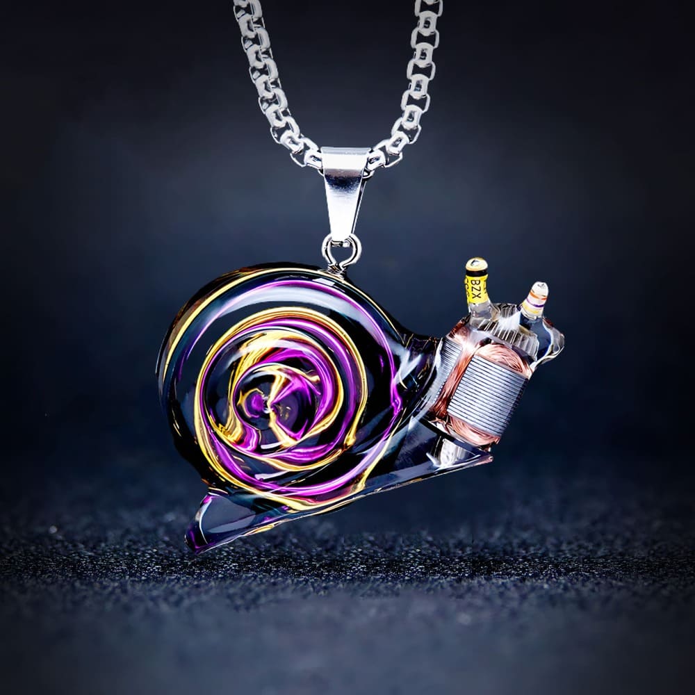 国内で当店のみ ILLUSORY - Time Machine Coil-Link Necklace Twilight Zone Pendant - Sci-fi Hypnotic Spiral Handmade