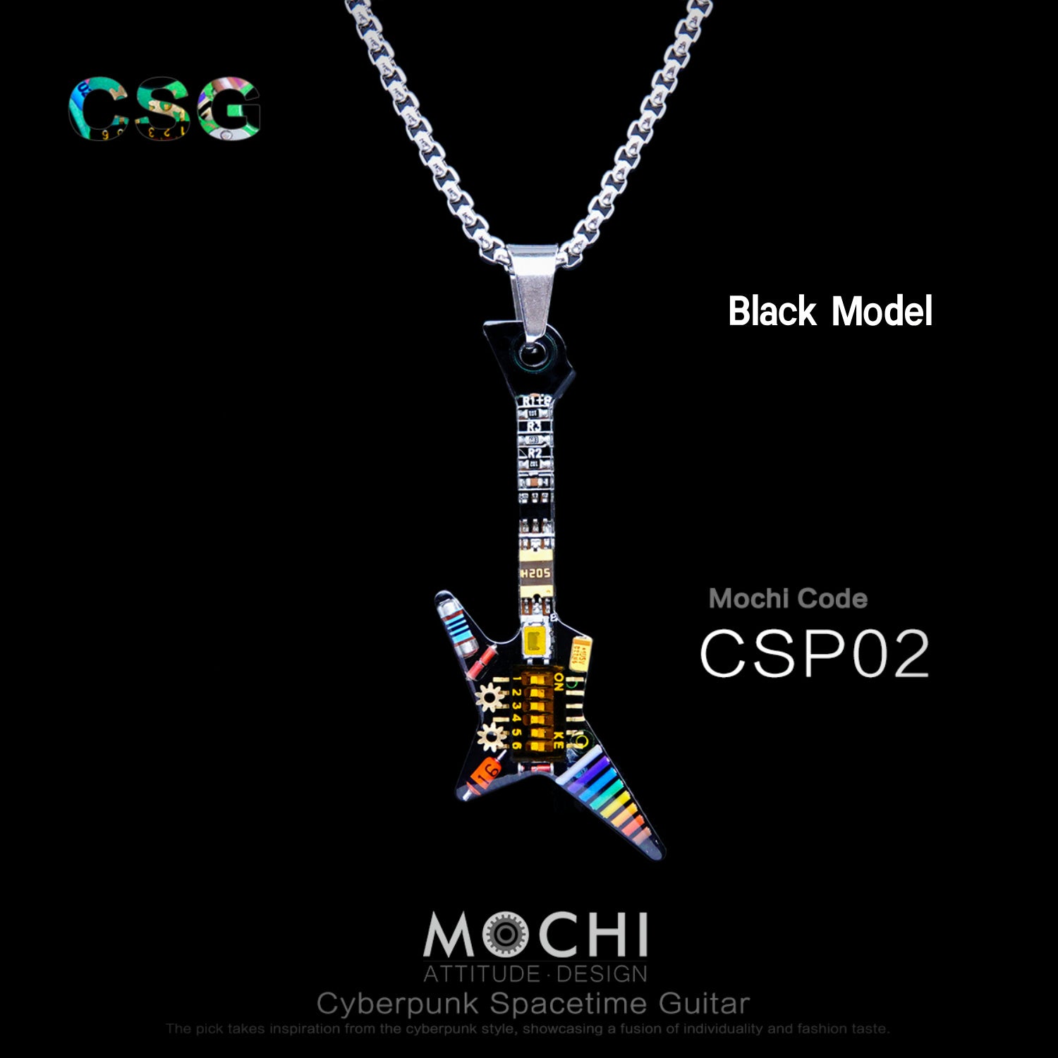 Guitare Spacetime - Pendentif et chaînes Cyberpunk | Mochipunk