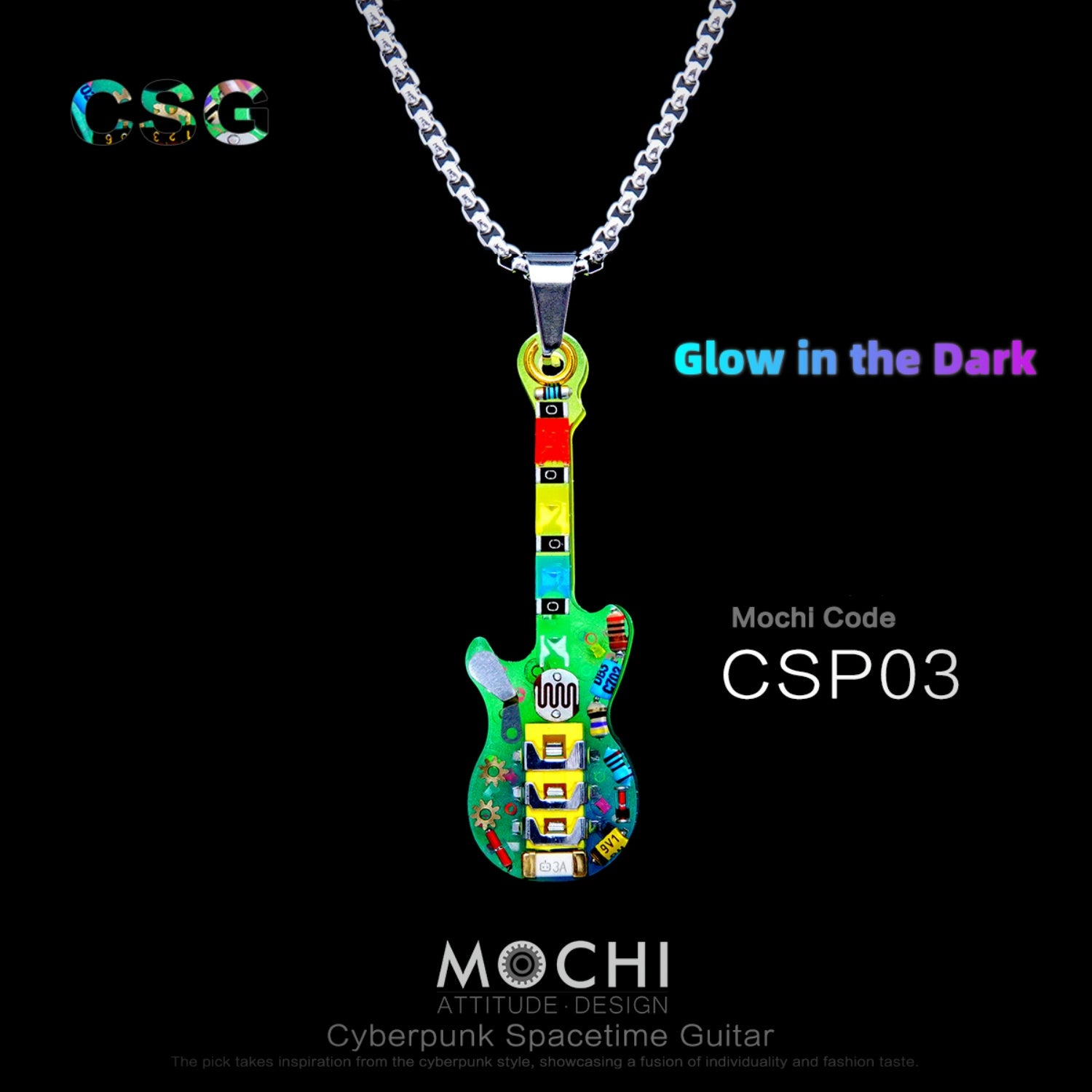 Guitare Spacetime - Pendentif et chaînes Cyberpunk | Mochipunk