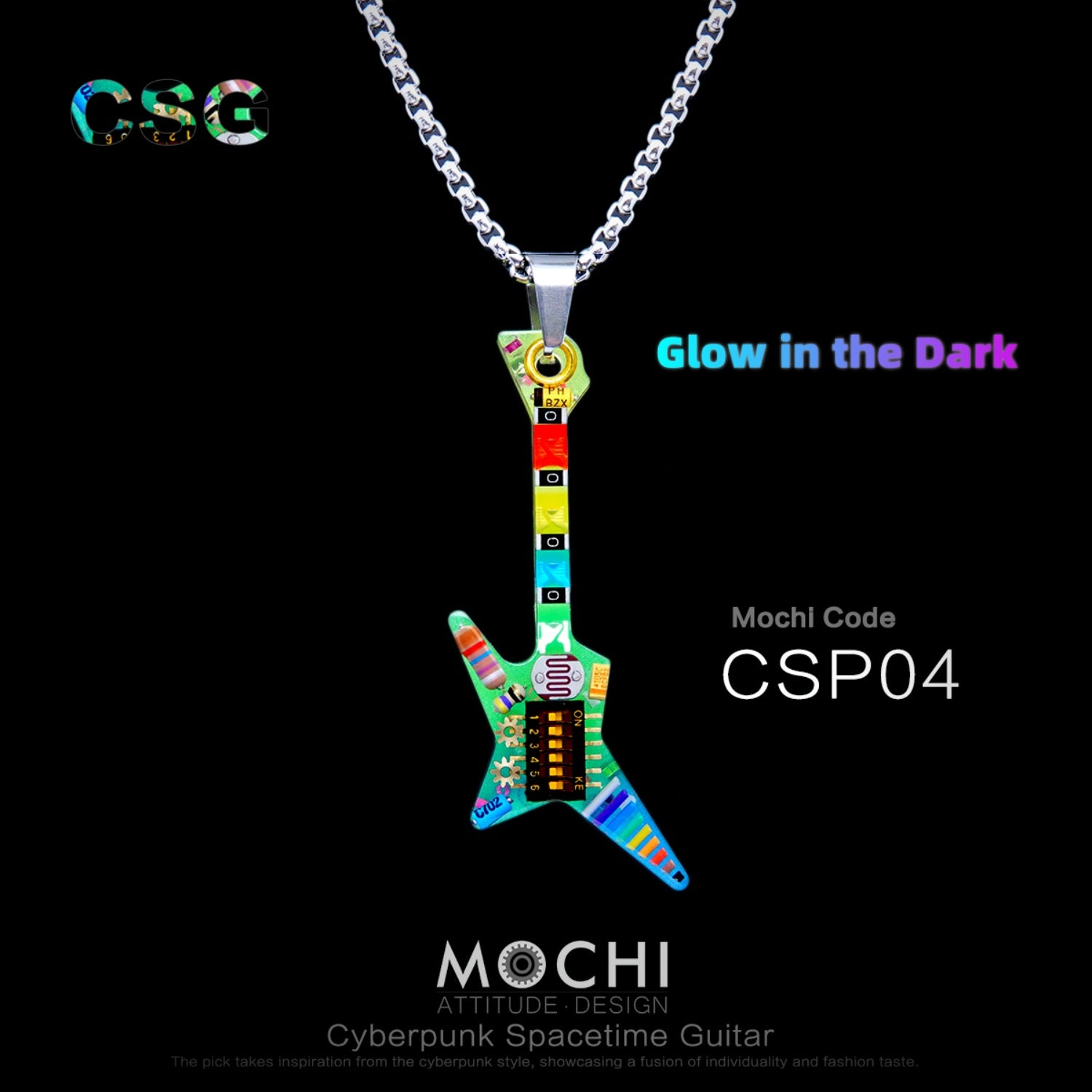 Guitare Spacetime - Pendentif et chaînes Cyberpunk | Mochipunk