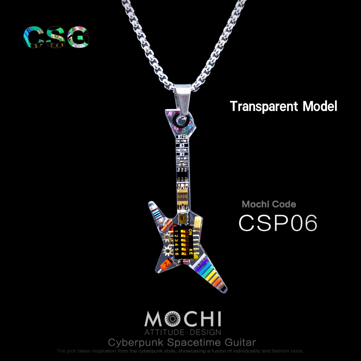 Guitare Spacetime - Pendentif et chaînes Cyberpunk | Mochipunk