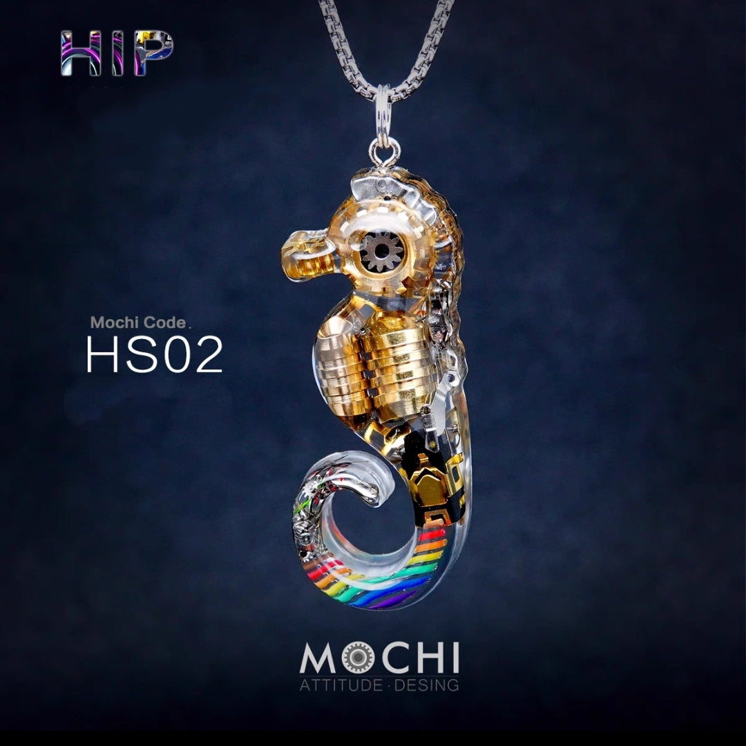 Neon Seahorse - Cyberpunk Pendant & Chains | Mochipunk