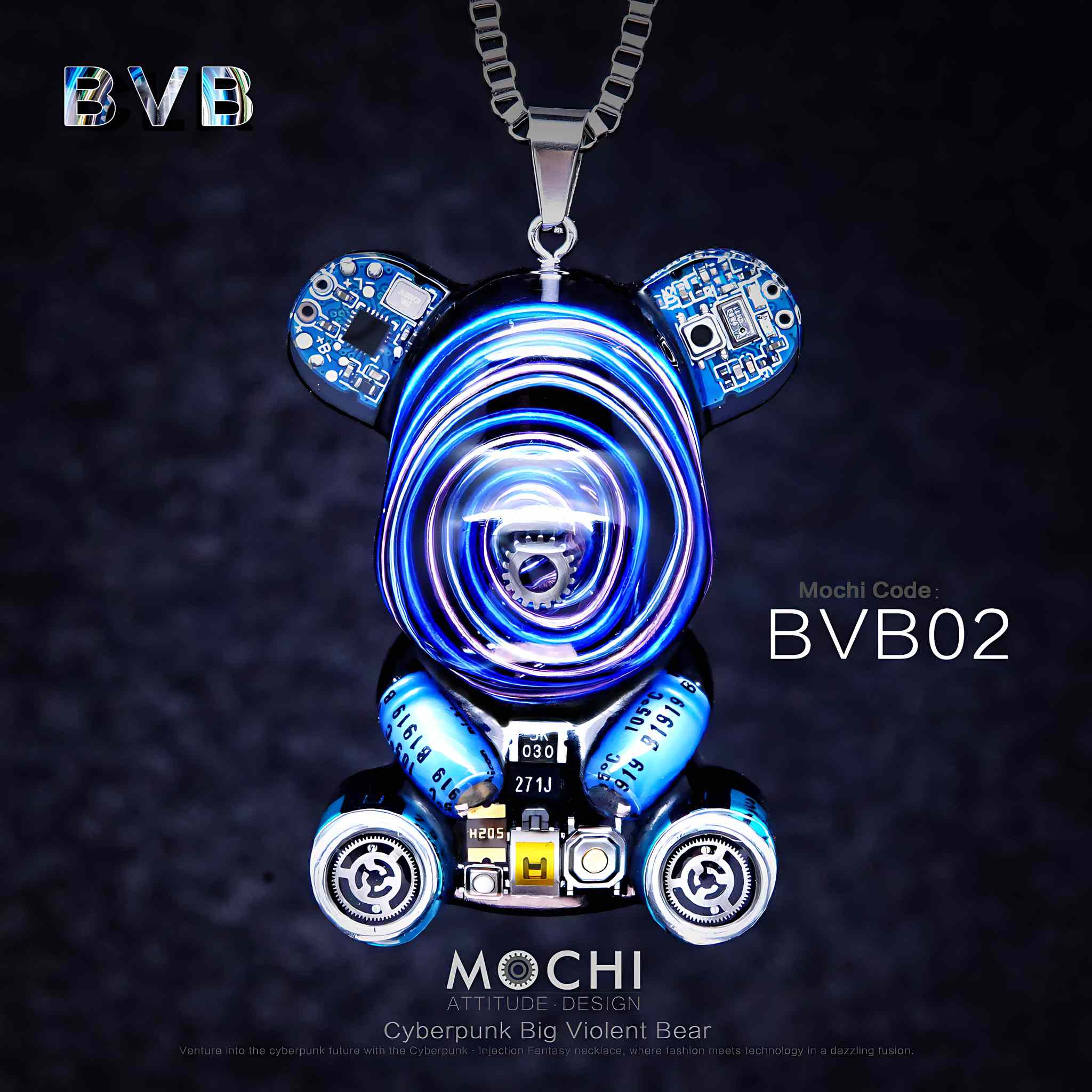 Big Violent Bear – Cyberpunk Pendant & Chains | Mochipunk