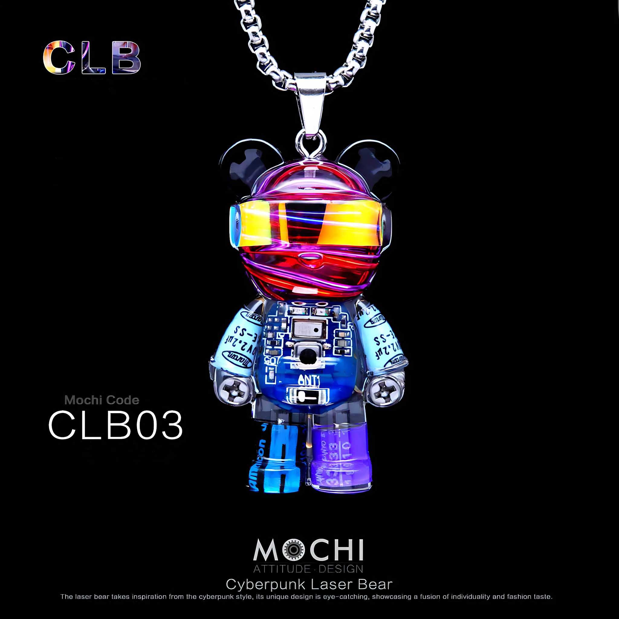 Laser Bear – Handmade Cyberpunk Necklace | Mochipunk