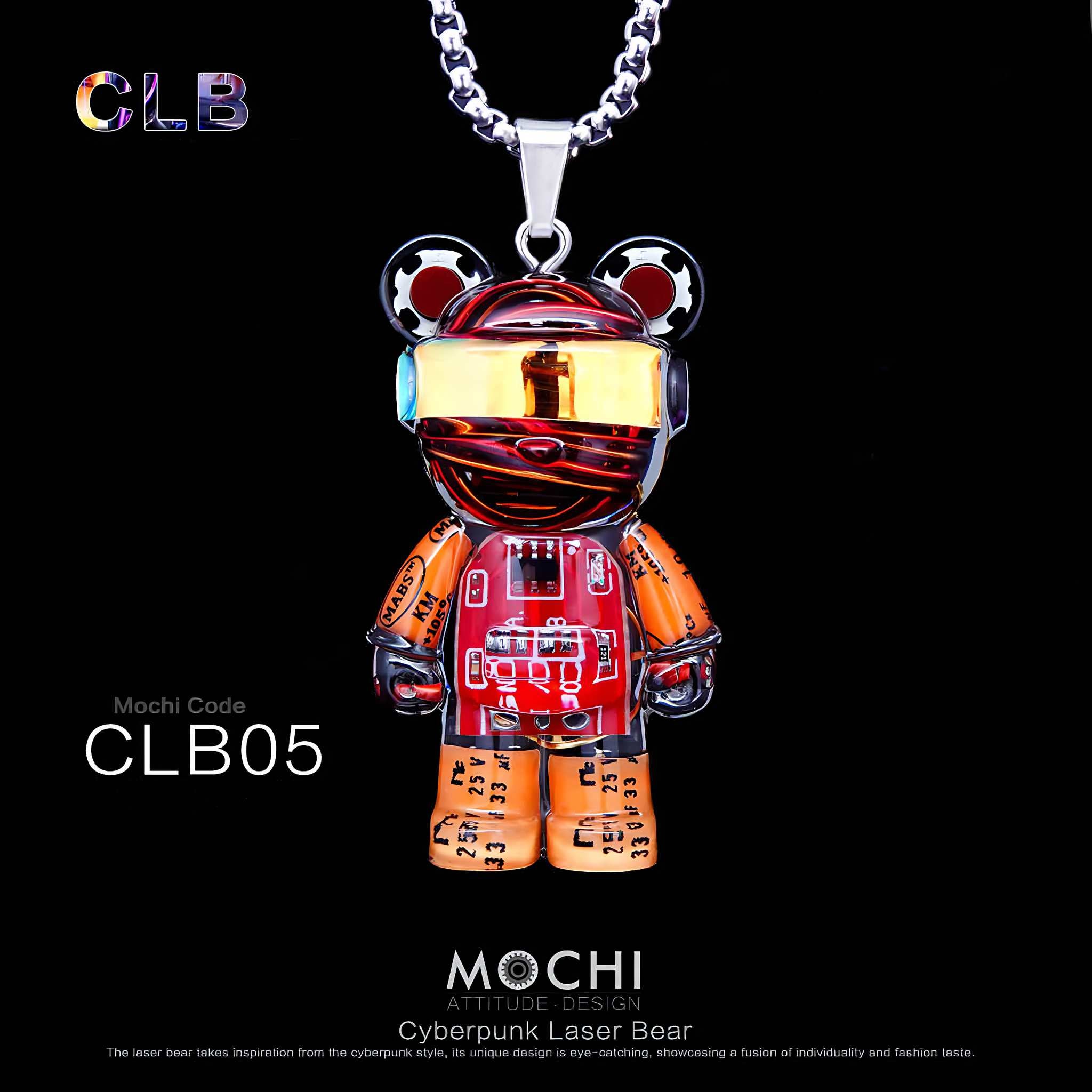 Laser Bear – Handmade Cyberpunk Necklace | Mochipunk