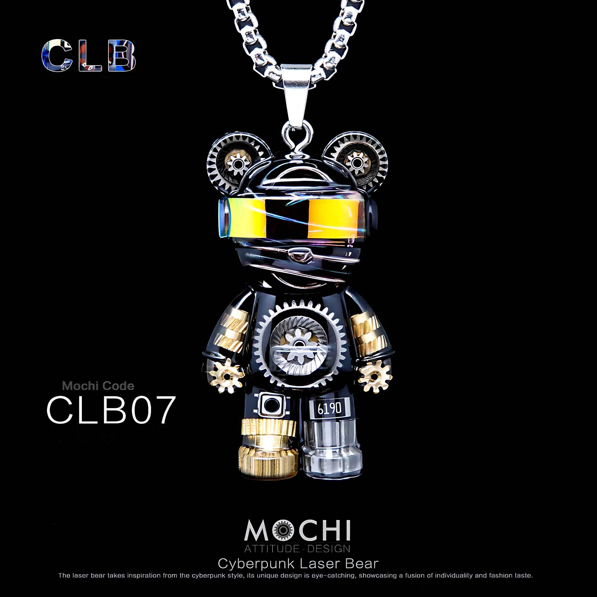 Laser Bear – Handmade Cyberpunk Necklace | Mochipunk