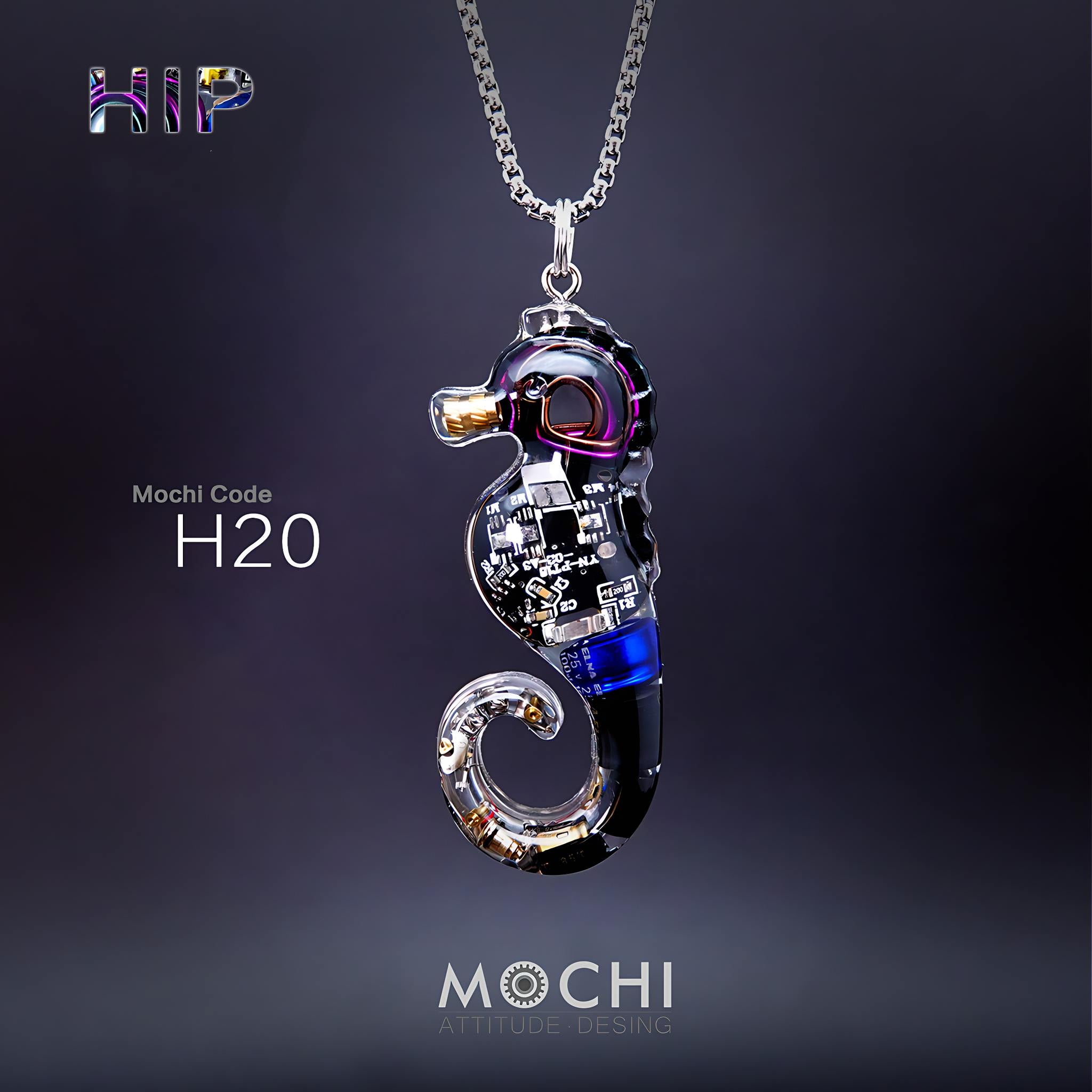 Neon Seahorse - Cyberpunk Pendant & Chains | Mochipunk