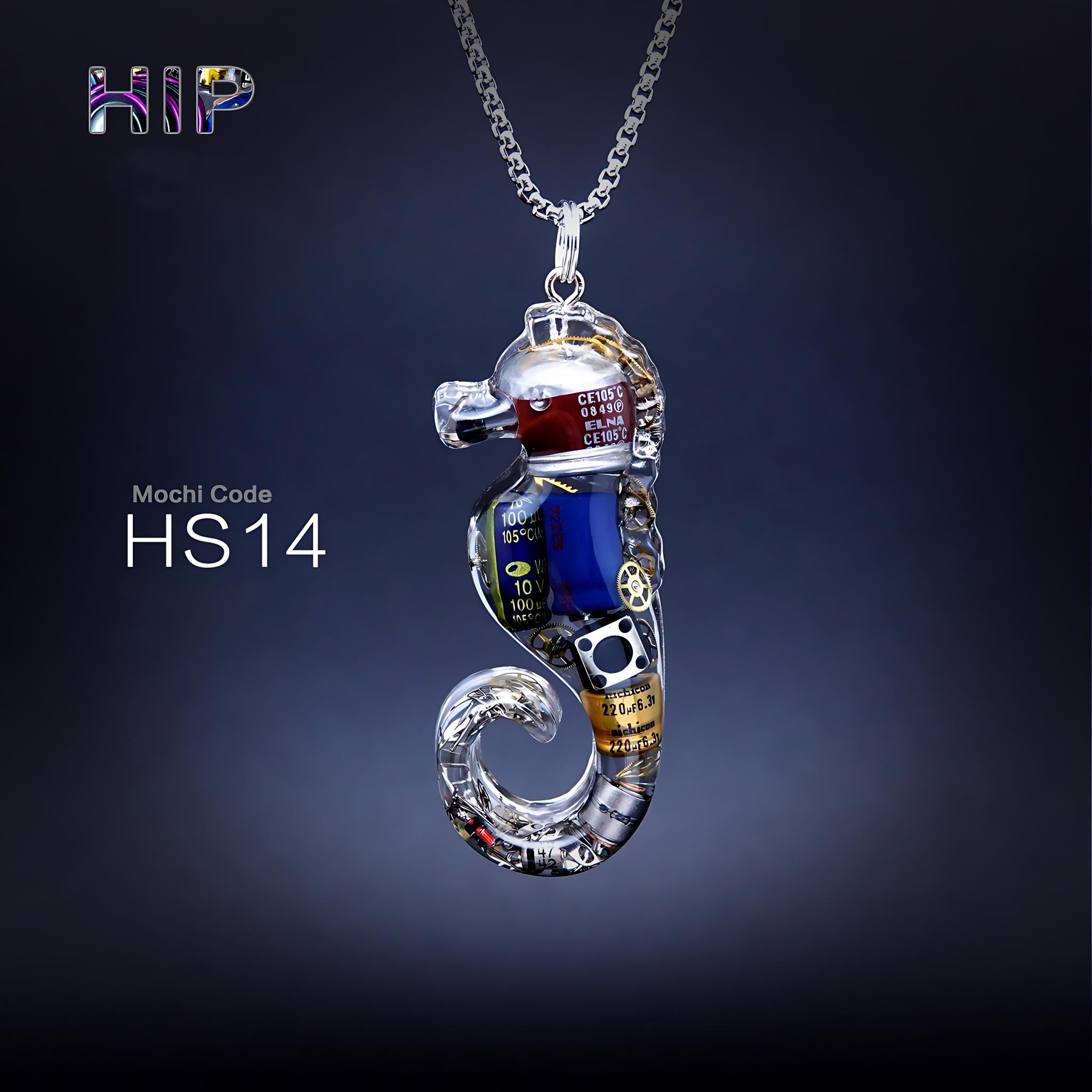 Neon Seahorse - Cyberpunk Pendant & Chains | Mochipunk