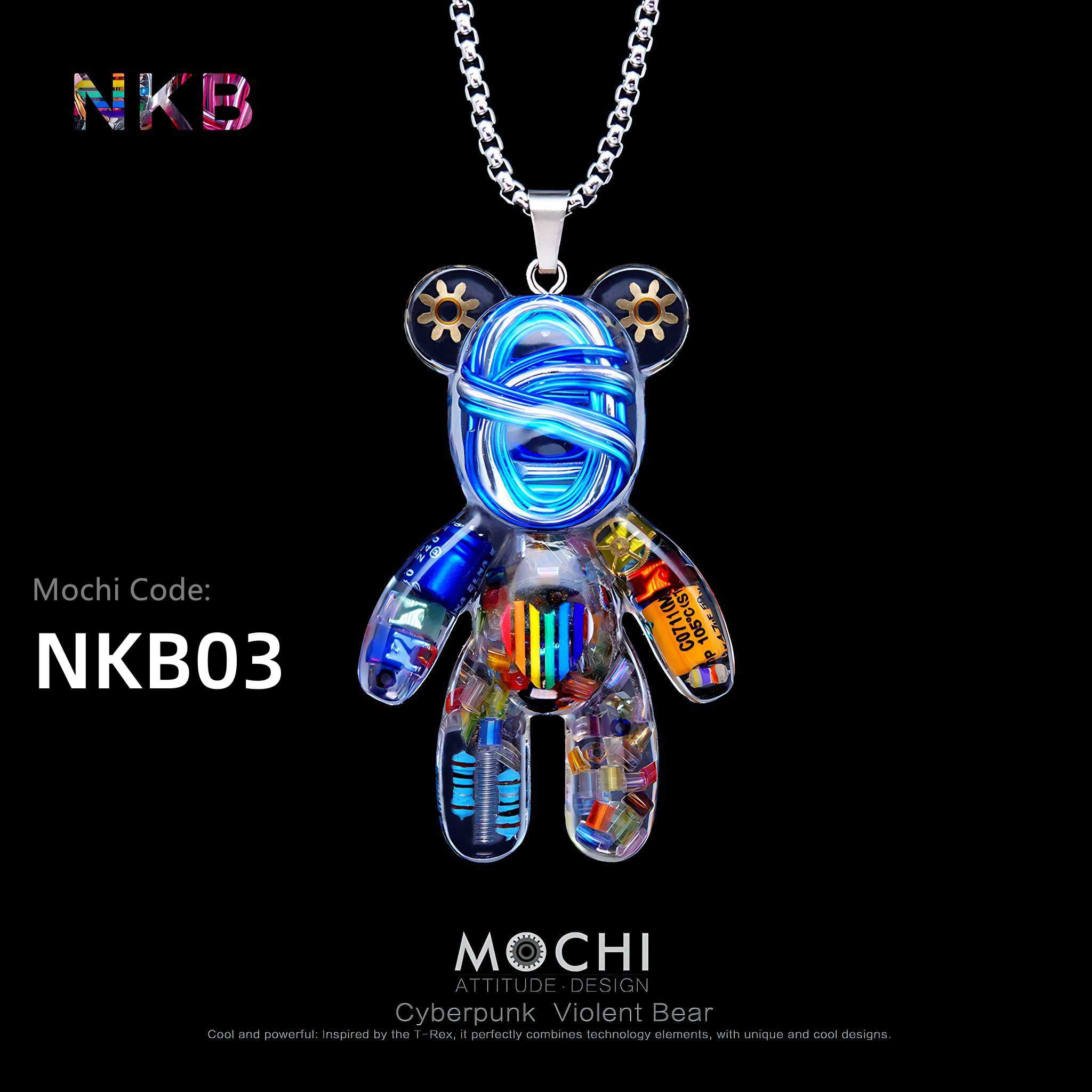 Neon Killer Bear – Cyberpunk Pendant & Chains | Mochipunk