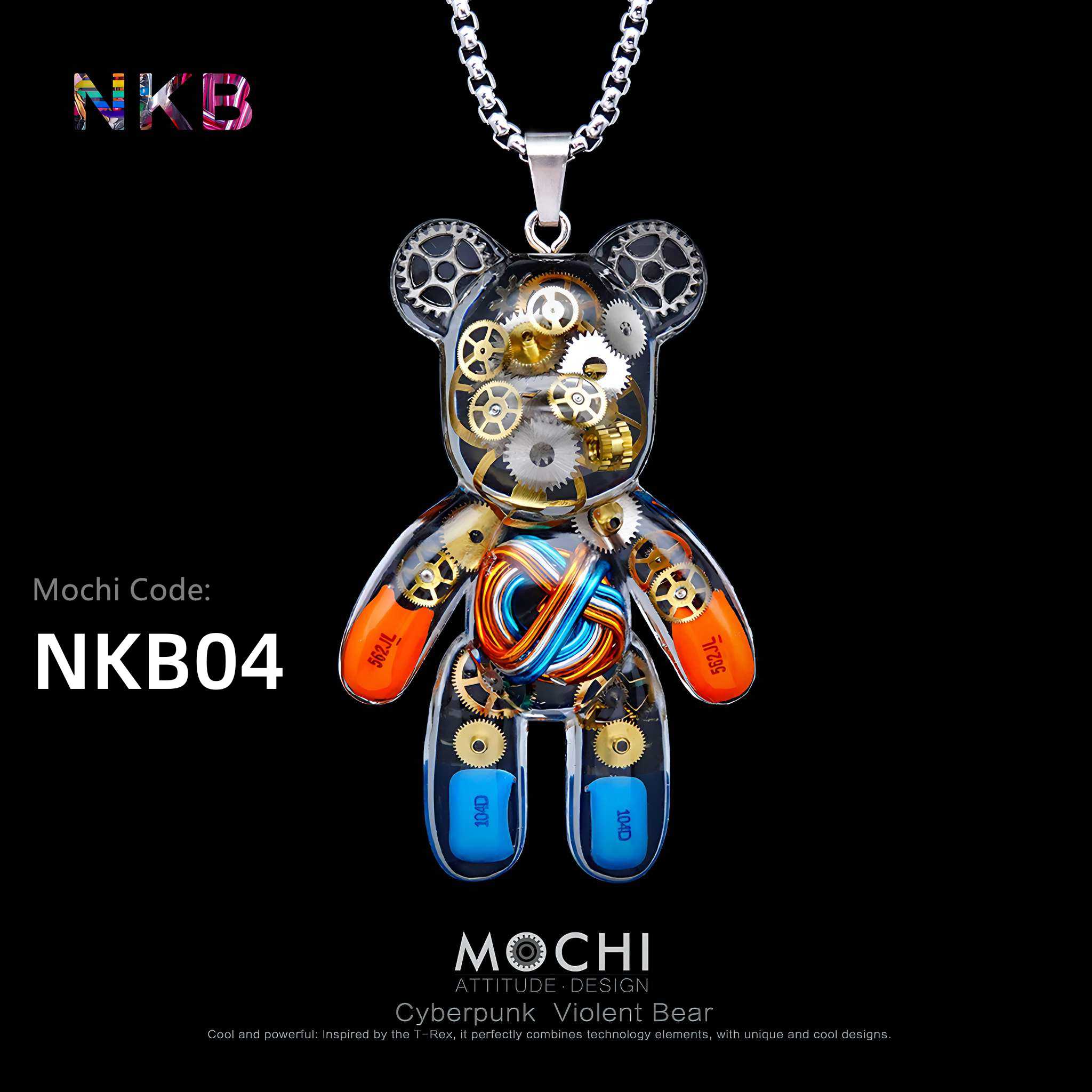 Neon Killer Bear – Cyberpunk Pendant & Chains | Mochipunk