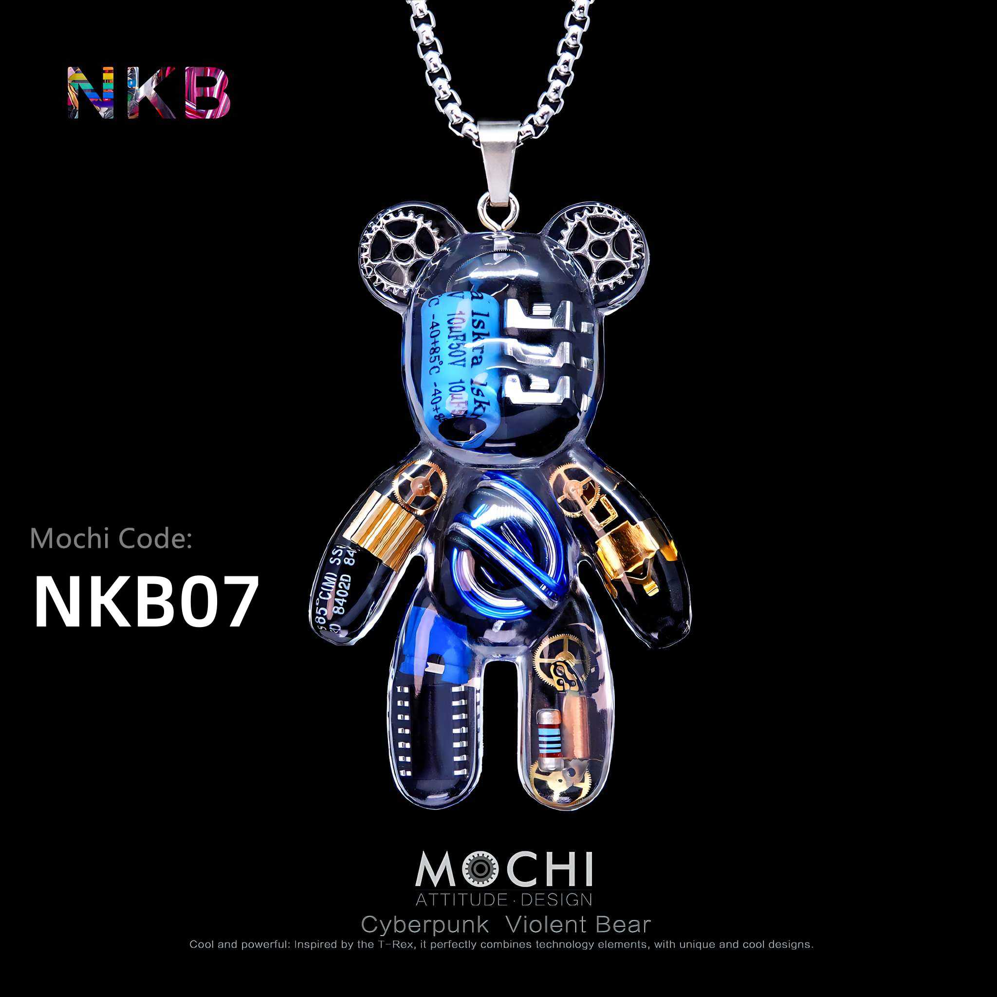 Neon Killer Bear – Cyberpunk Pendant & Chains | Mochipunk