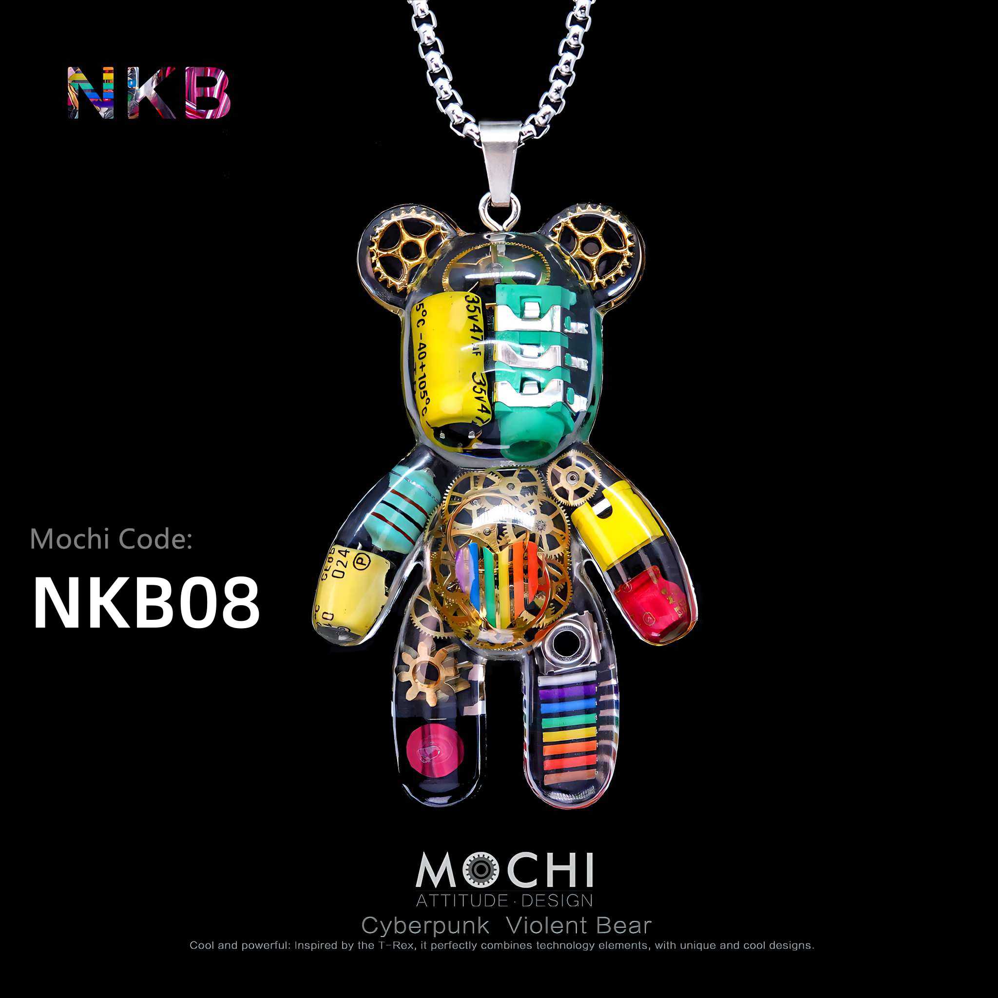 Neon Killer Bear – Cyberpunk Pendant & Chains | Mochipunk