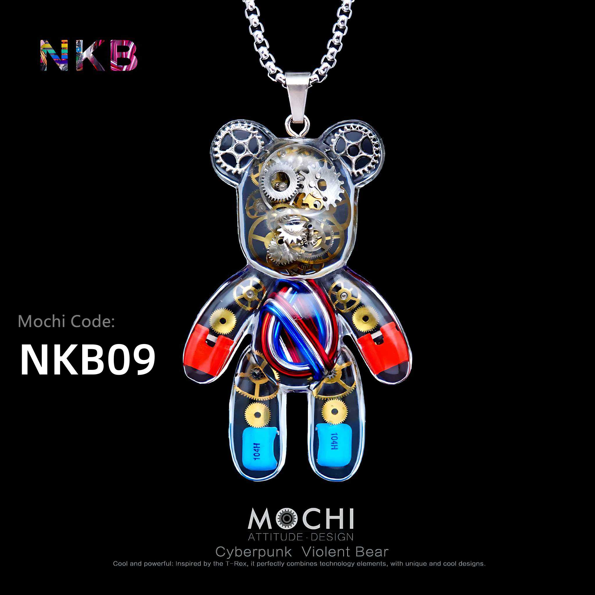 Neon Killer Bear – Cyberpunk Pendant & Chains | Mochipunk