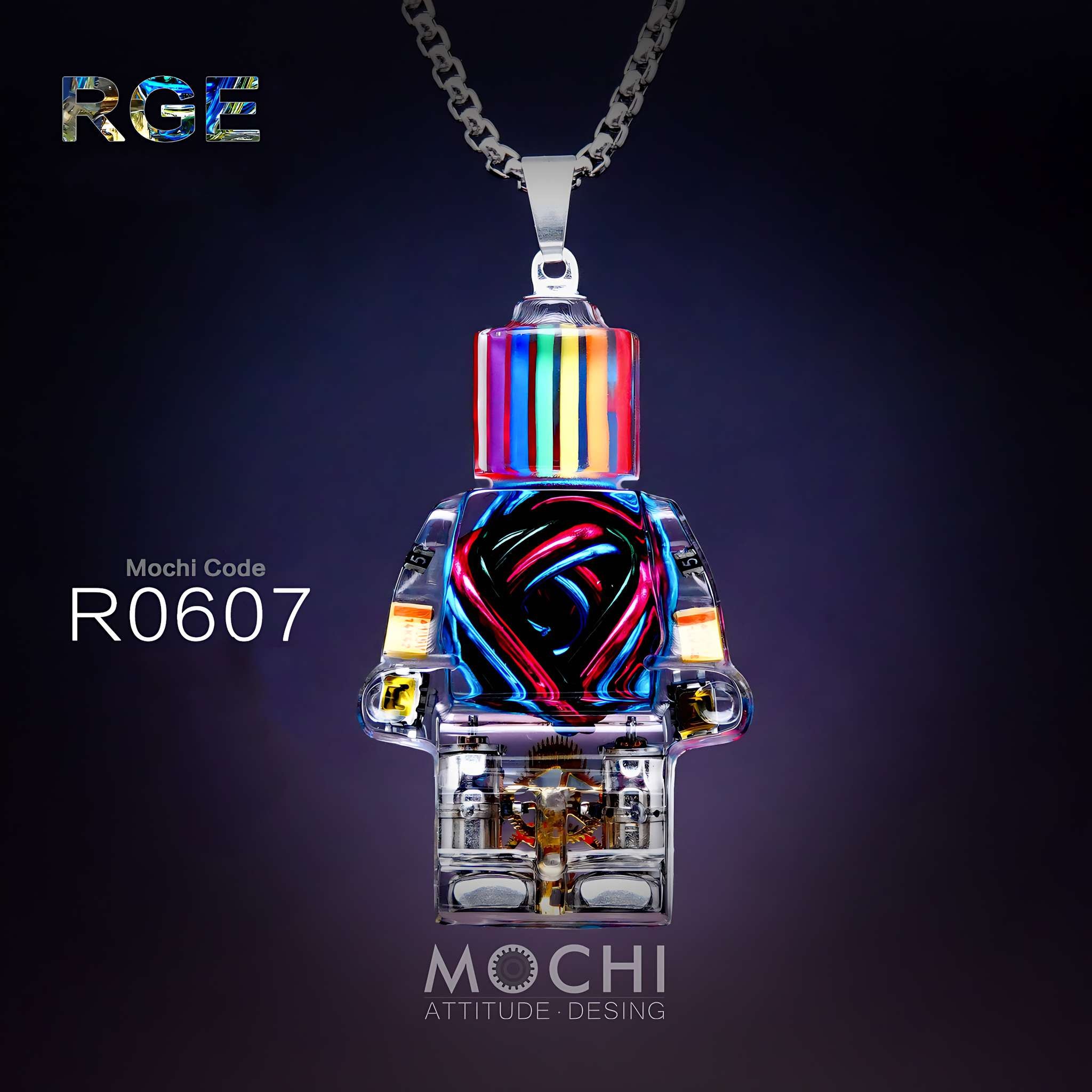 Rainbow Grid Entity - Cyberpunk Pendant & Chains | Mochipunk