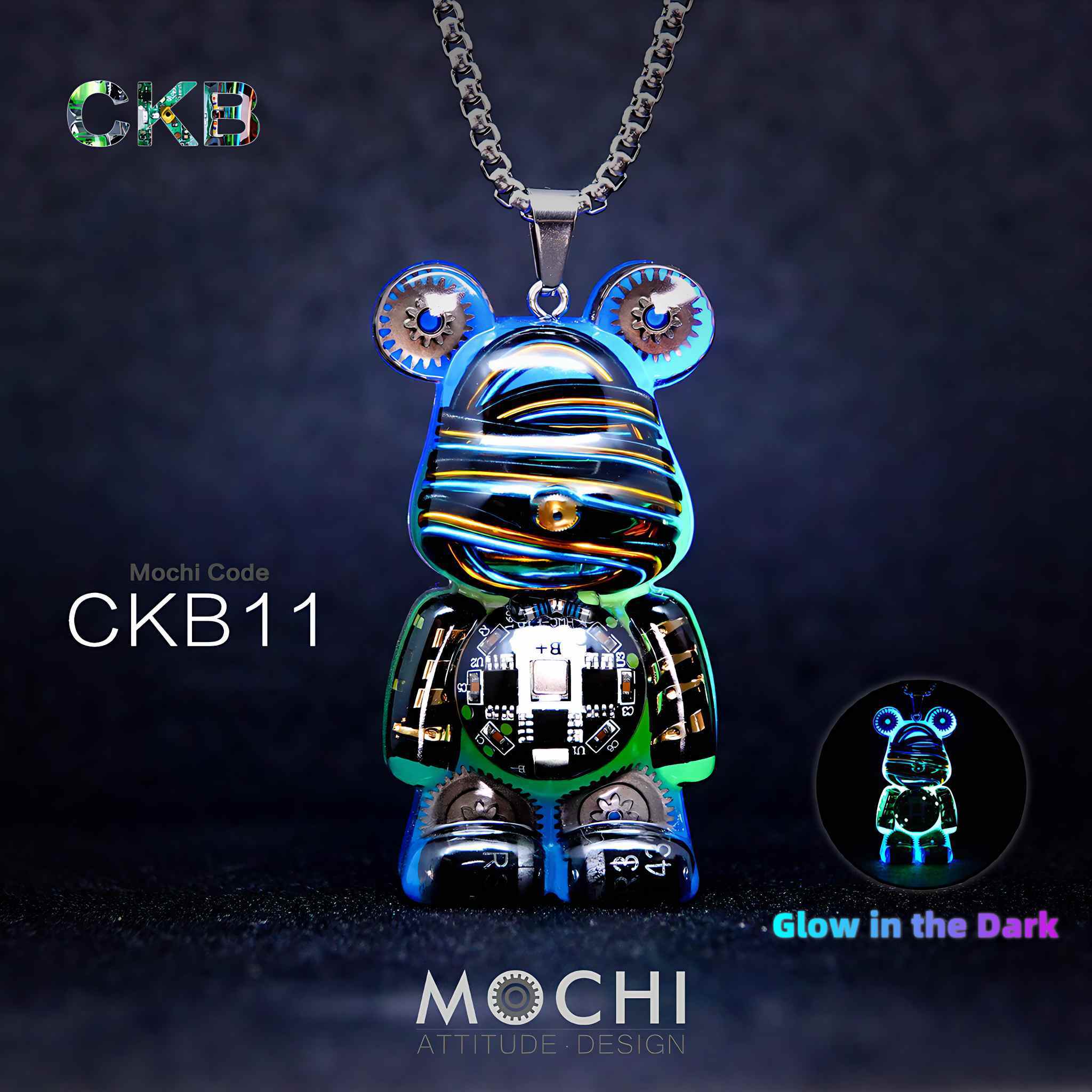 Circuit Killer Bear – Cyberpunk Pendant & Chains | Mochipunk