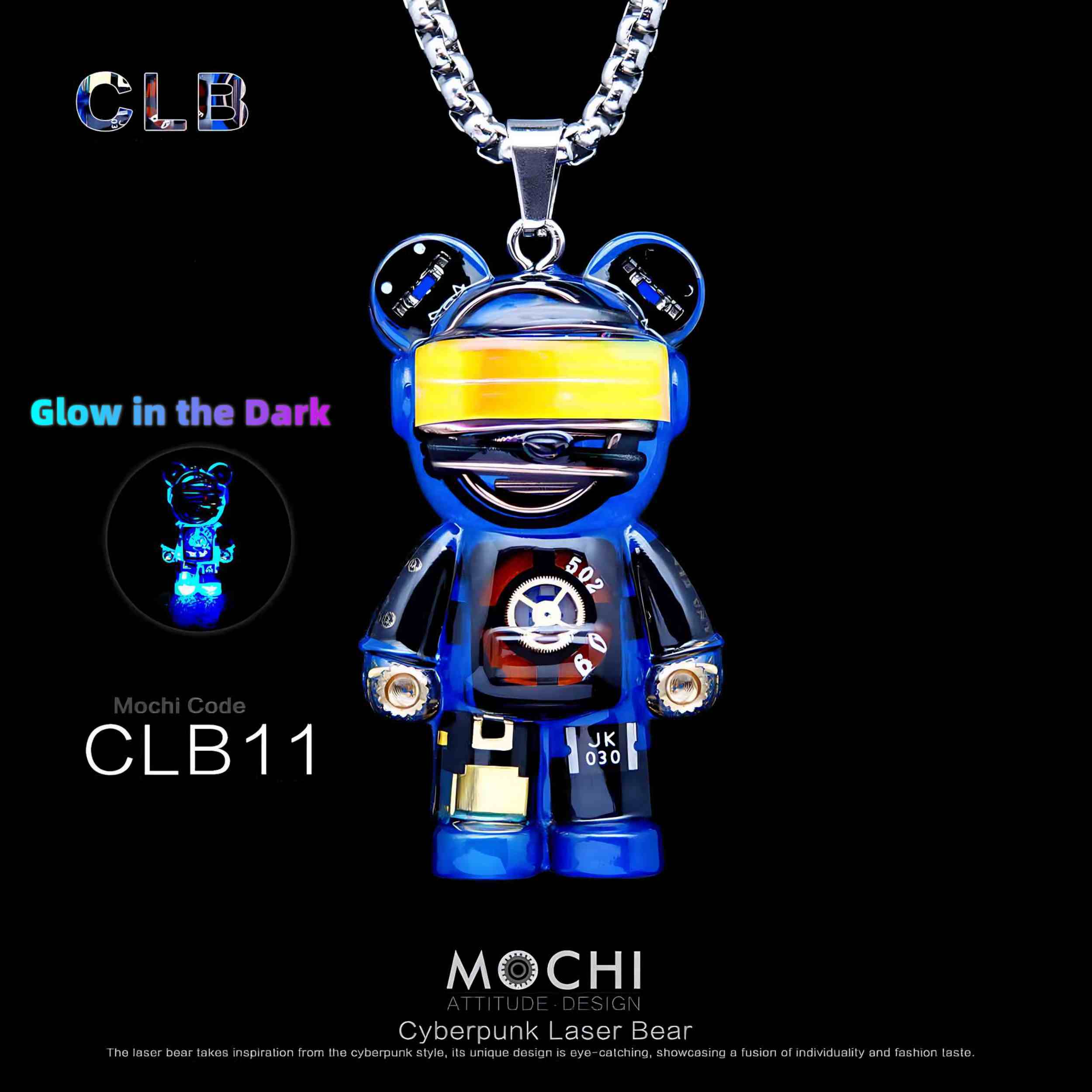 Laser Bear – Cyberpunk Pendant & Chains | Mochipunk