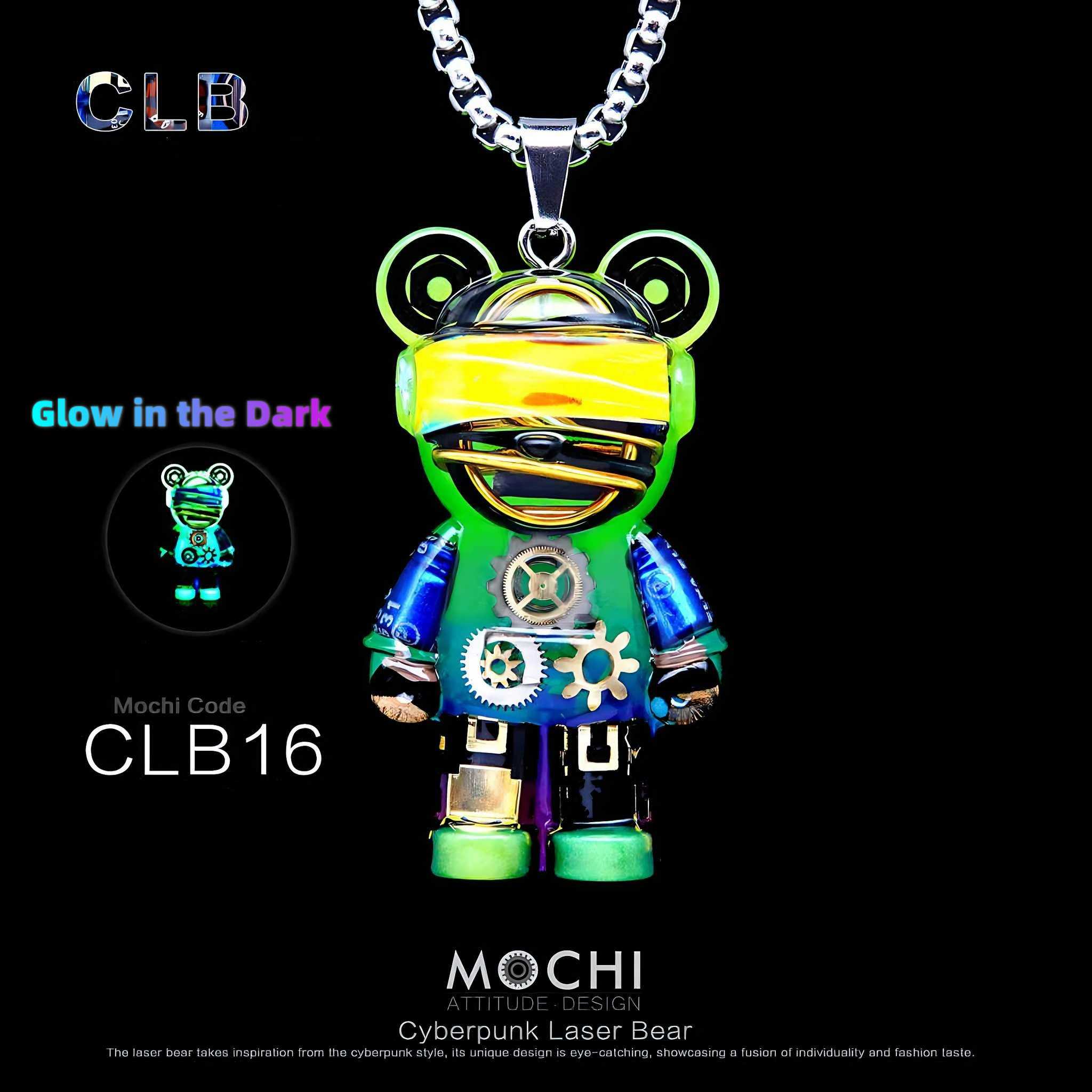 Laser Bear – Cyberpunk Pendant & Chains | Mochipunk