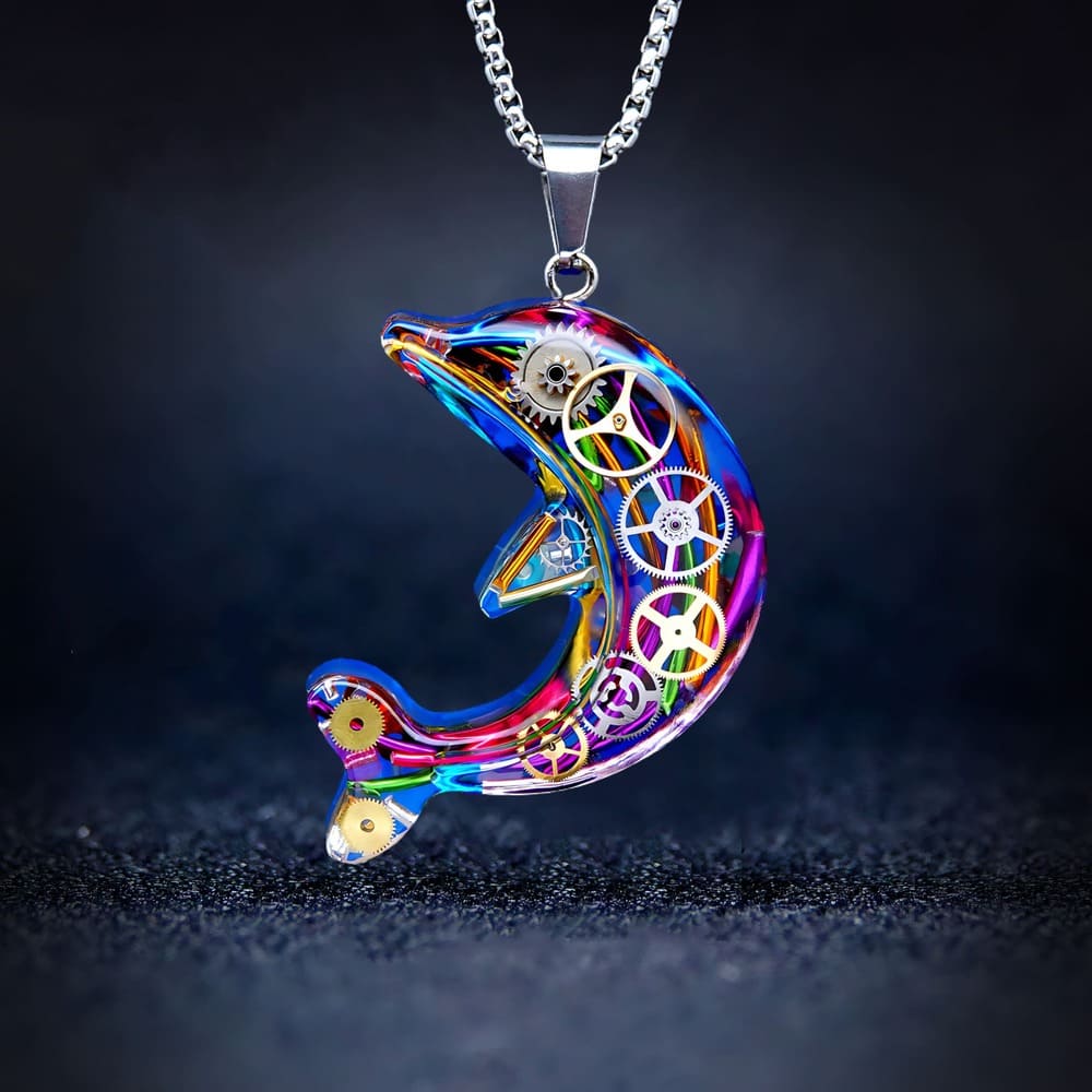 Ghostwave Dolphin - Cyberpunk Pendant & Chains | Mochipunk