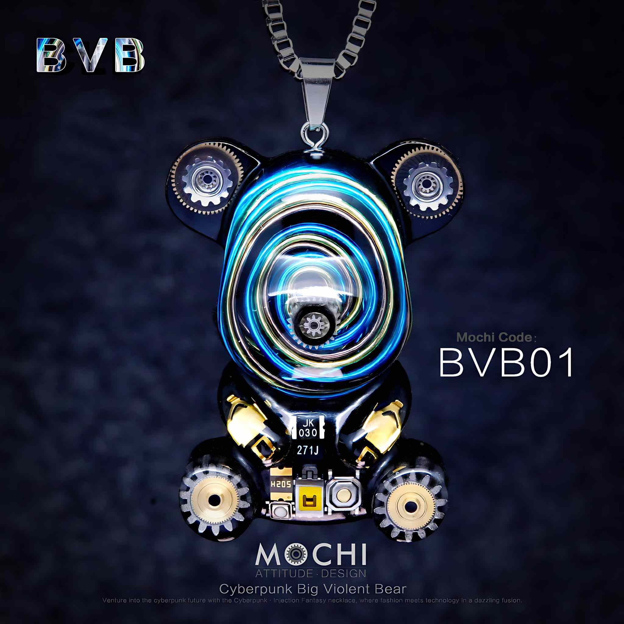 Big Violent Bear – Cyberpunk Pendant & Chains | Mochipunk