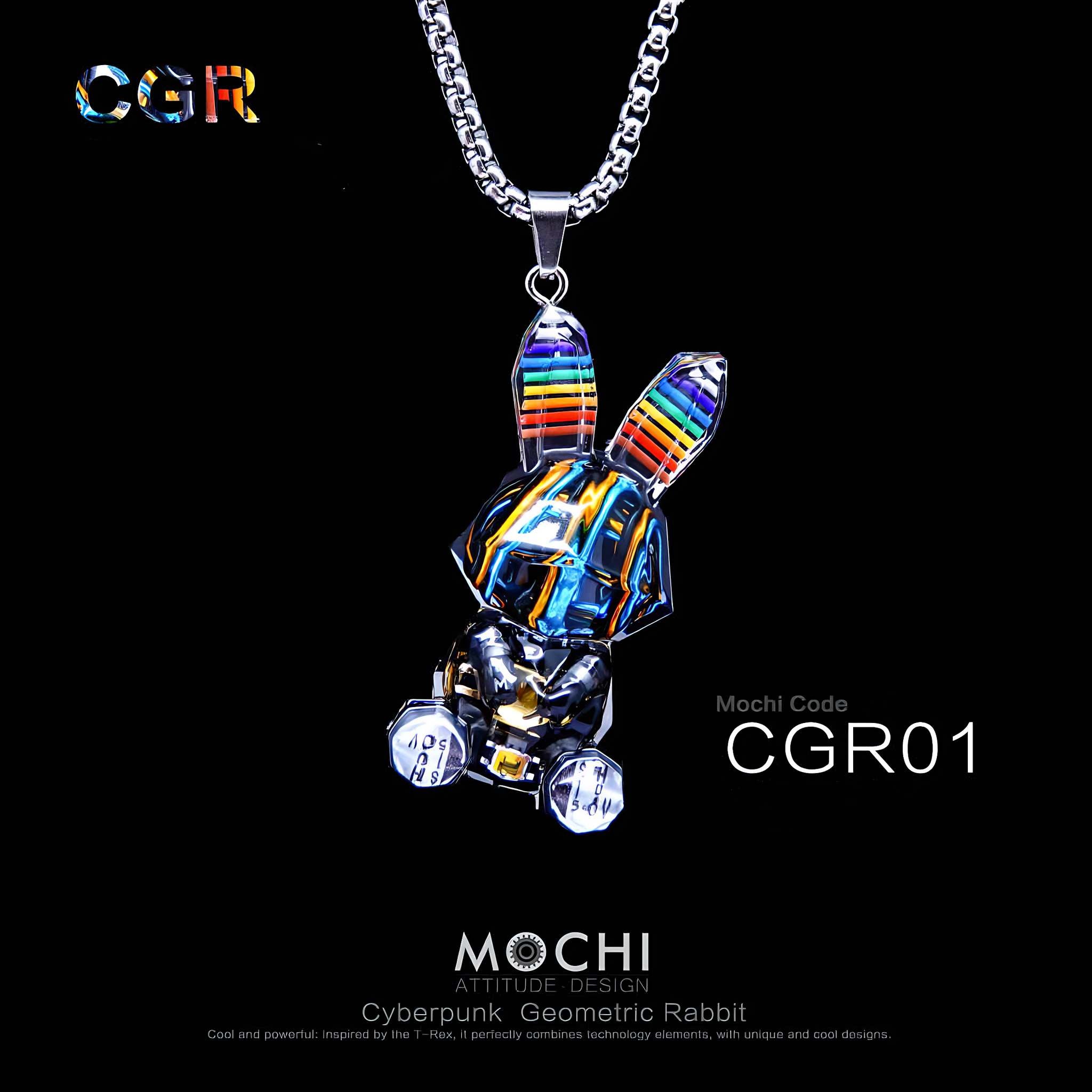 Geometric Rabbit - Cyberpunk Pendant & Chains | Mochipunk