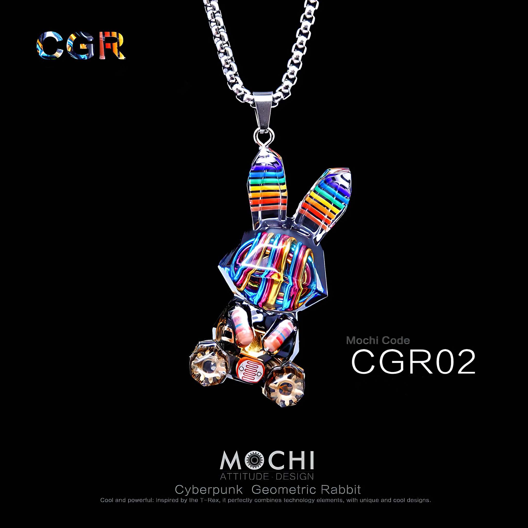 Geometric Rabbit - Cyberpunk Pendant & Chains | Mochipunk