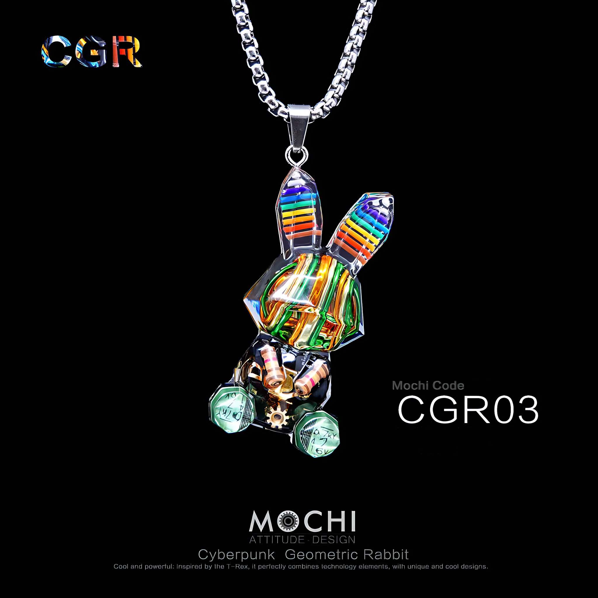 Geometric Rabbit - Cyberpunk Pendant & Chains | Mochipunk
