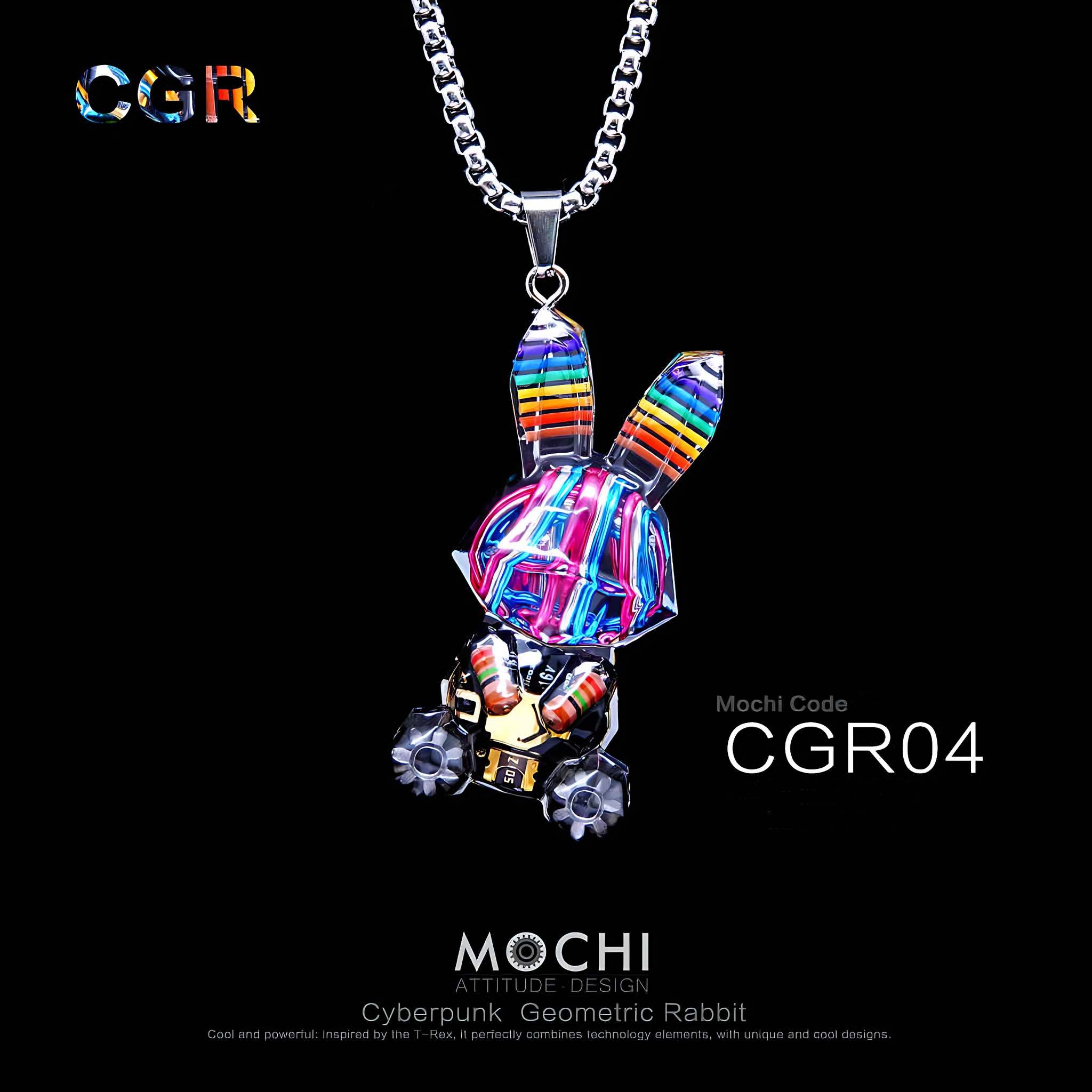 Geometric Rabbit - Cyberpunk Pendant & Chains | Mochipunk