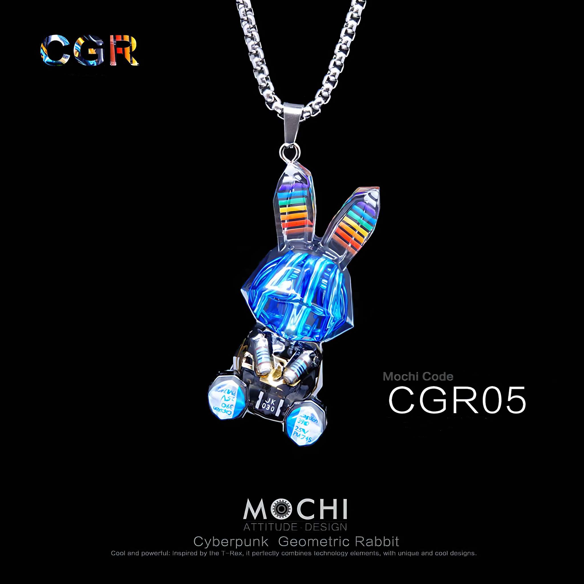 Geometric Rabbit - Cyberpunk Pendant & Chains | Mochipunk