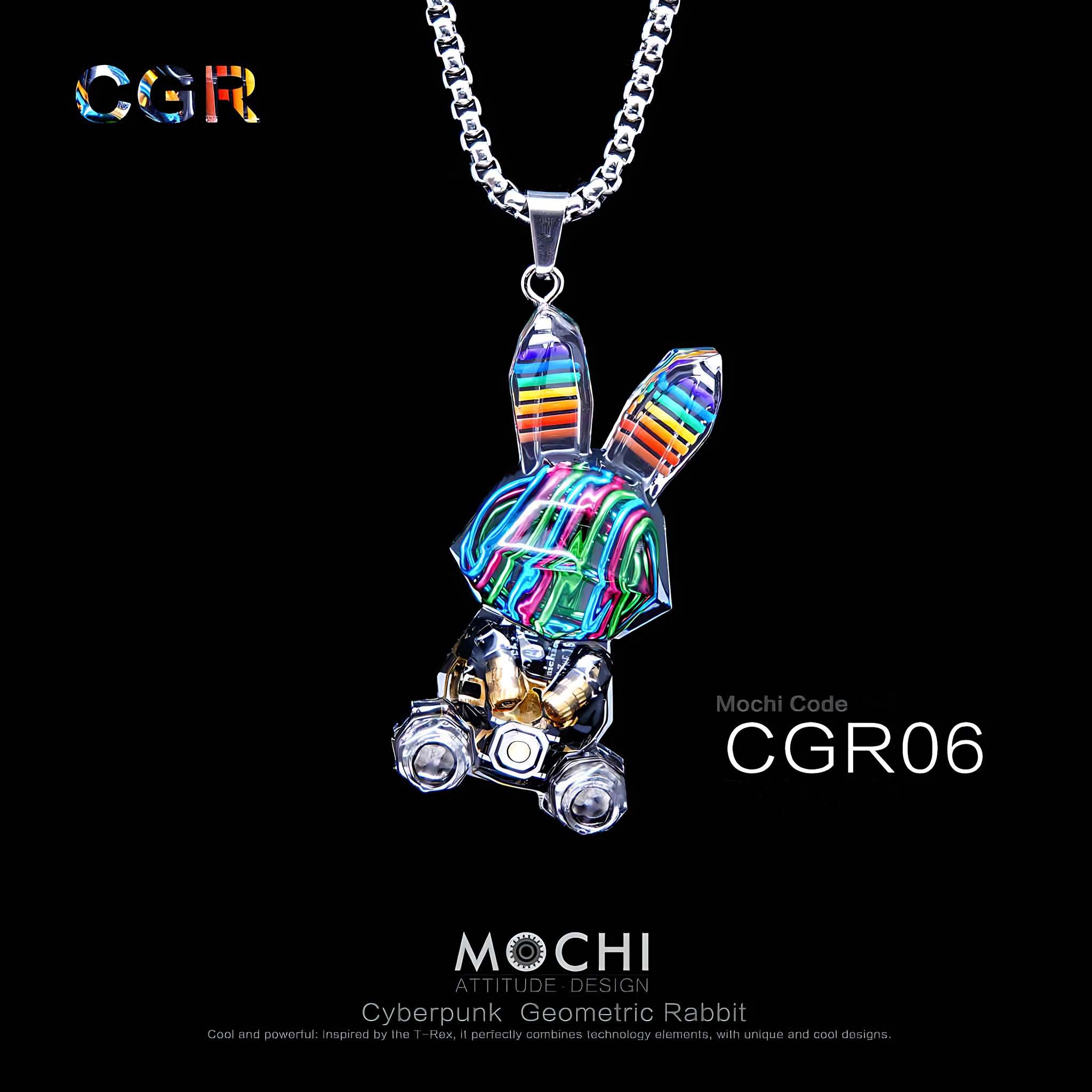 Geometric Rabbit - Cyberpunk Pendant & Chains | Mochipunk