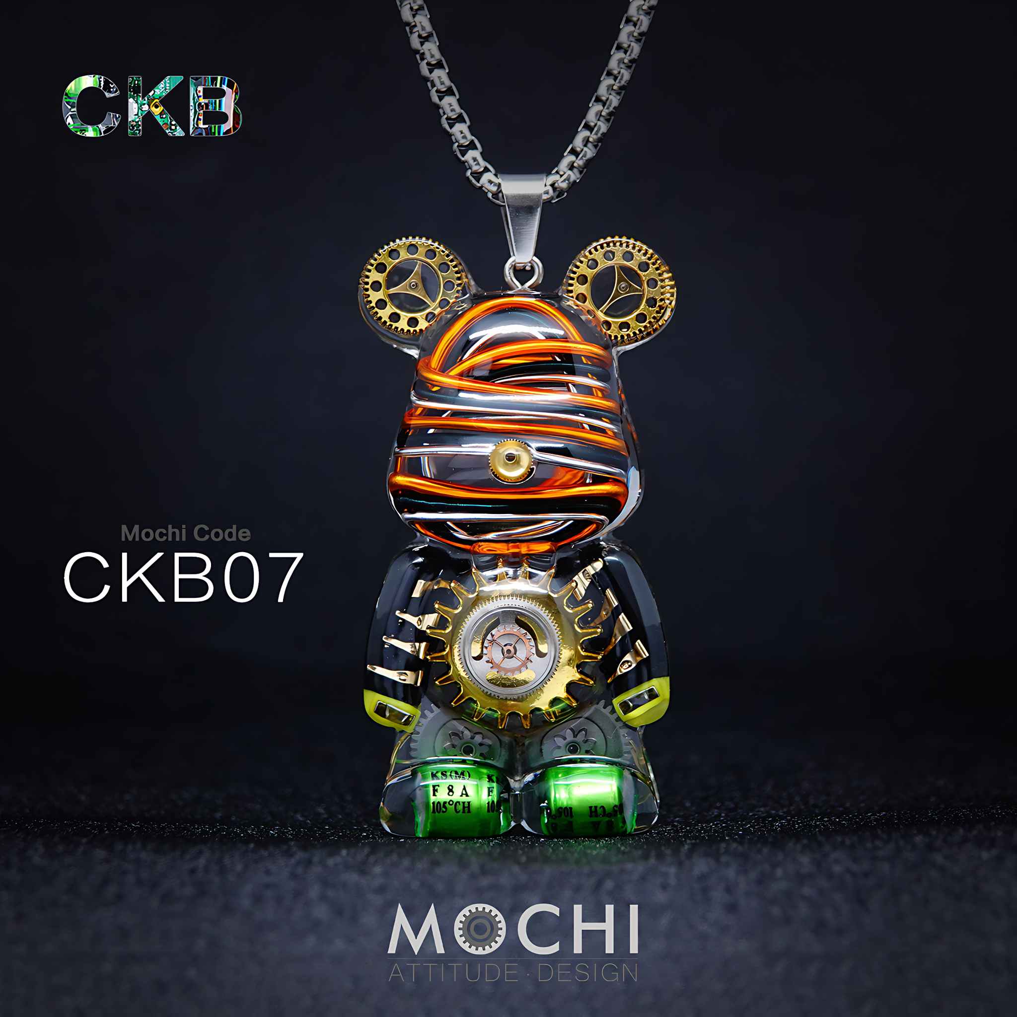 Circuit Killer Bear – Cyberpunk Pendant & Chains | Mochipunk