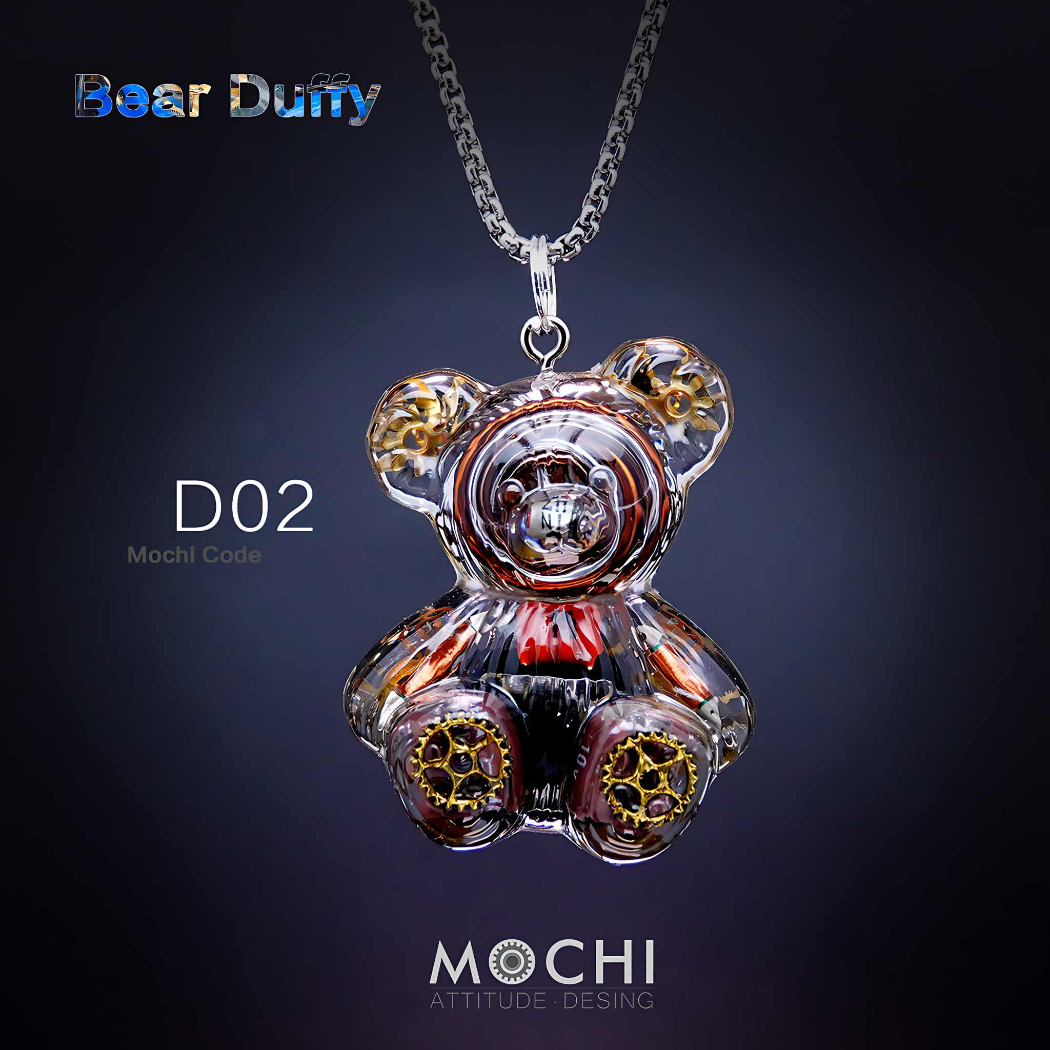 ◆ DUFFY Bear Duffy - Cyberpunk Pendant & Chains - Futuristic Jewelry