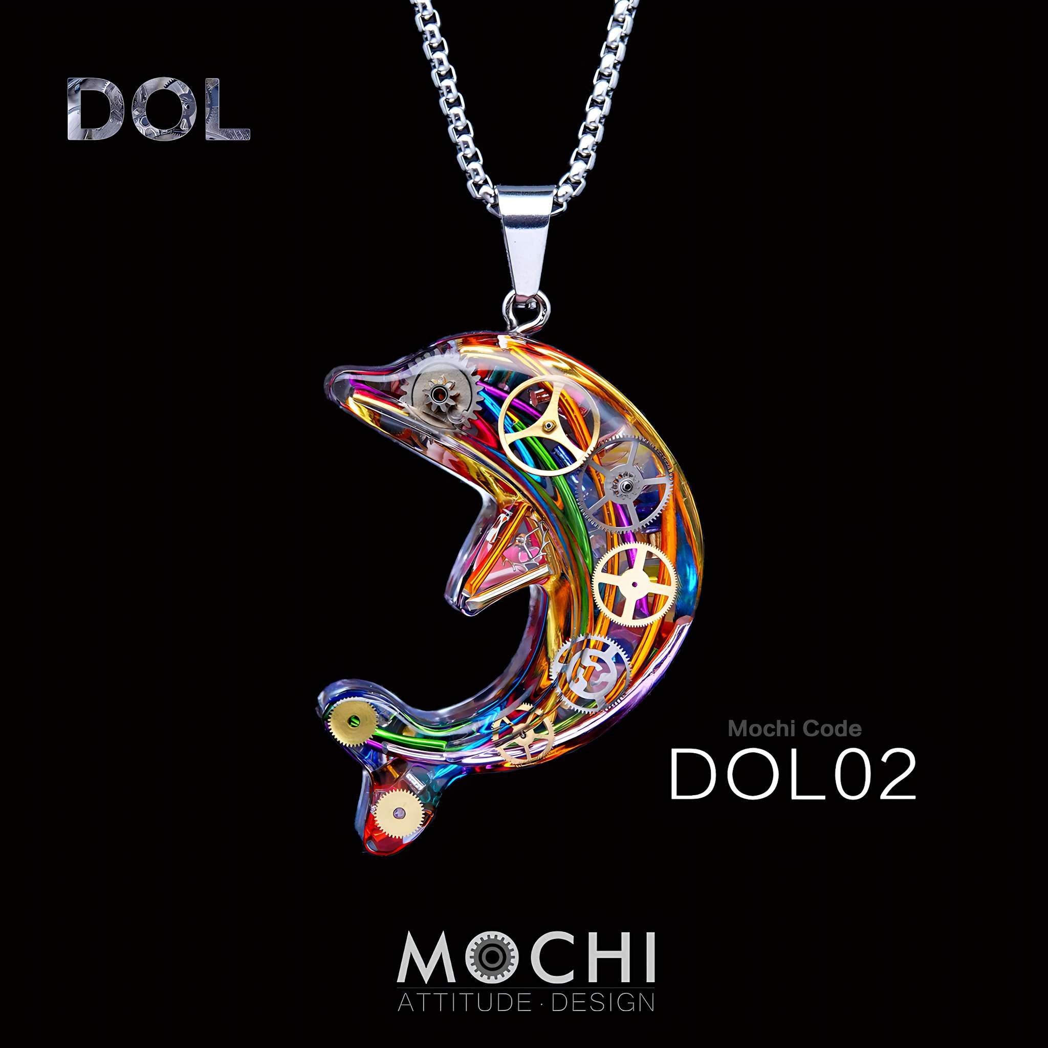 Ghostwave Dolphin - Cyberpunk Pendant & Chains | Mochipunk
