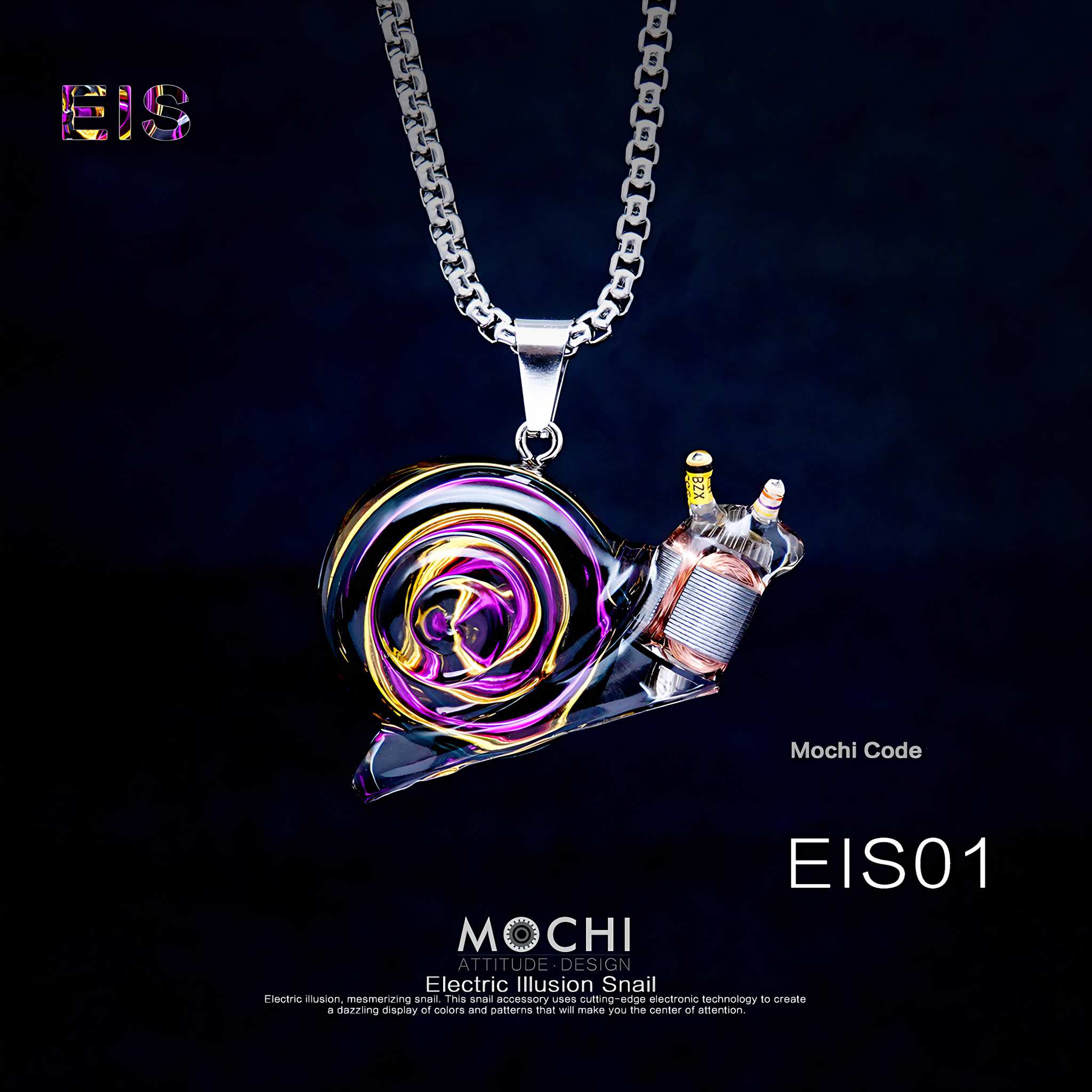 Electric Illusion Snail - Cyberpunk Pendant & Chains | Mochipunk