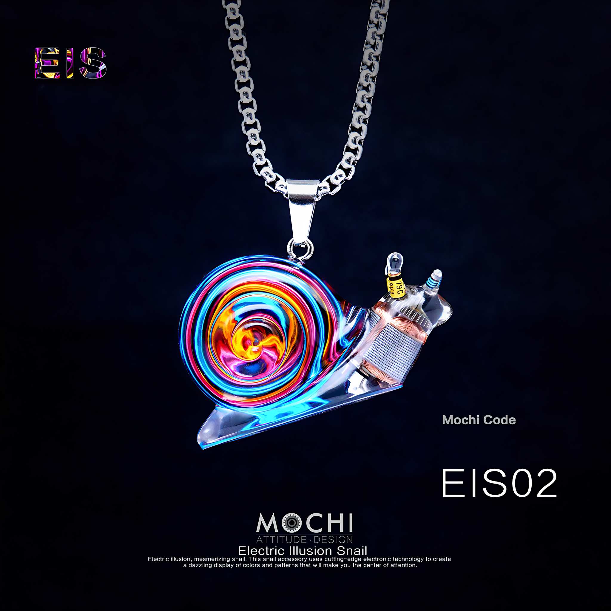 Electric Illusion Snail - Cyberpunk Pendant & Chains | Mochipunk