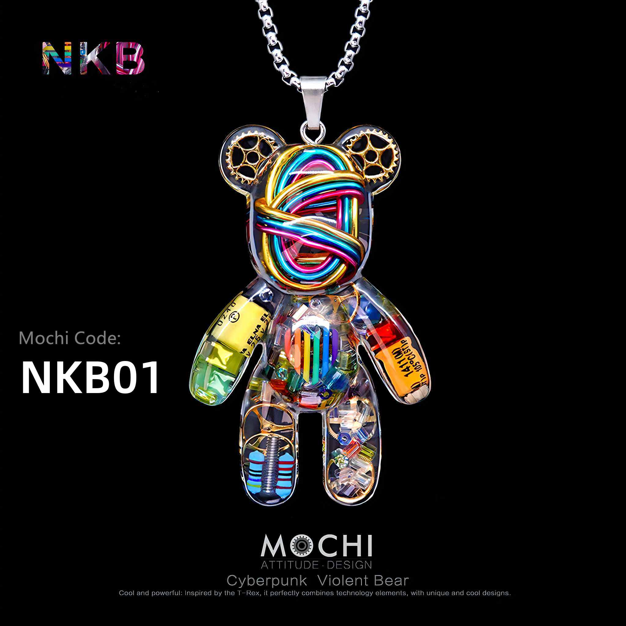 Neon Killer Bear – Cyberpunk Pendant & Chains | Mochipunk