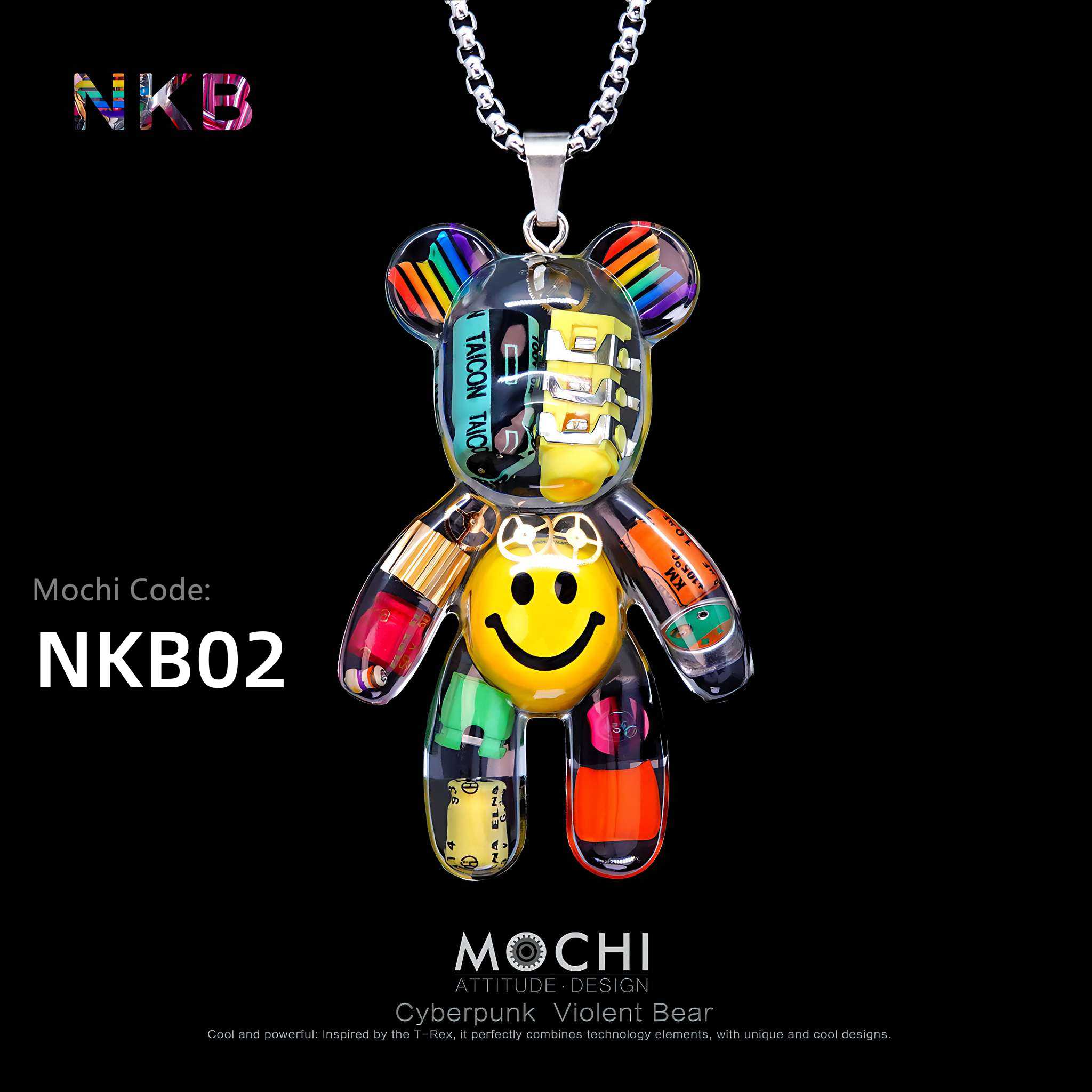 Neon Killer Bear – Cyberpunk Pendant & Chains | Mochipunk