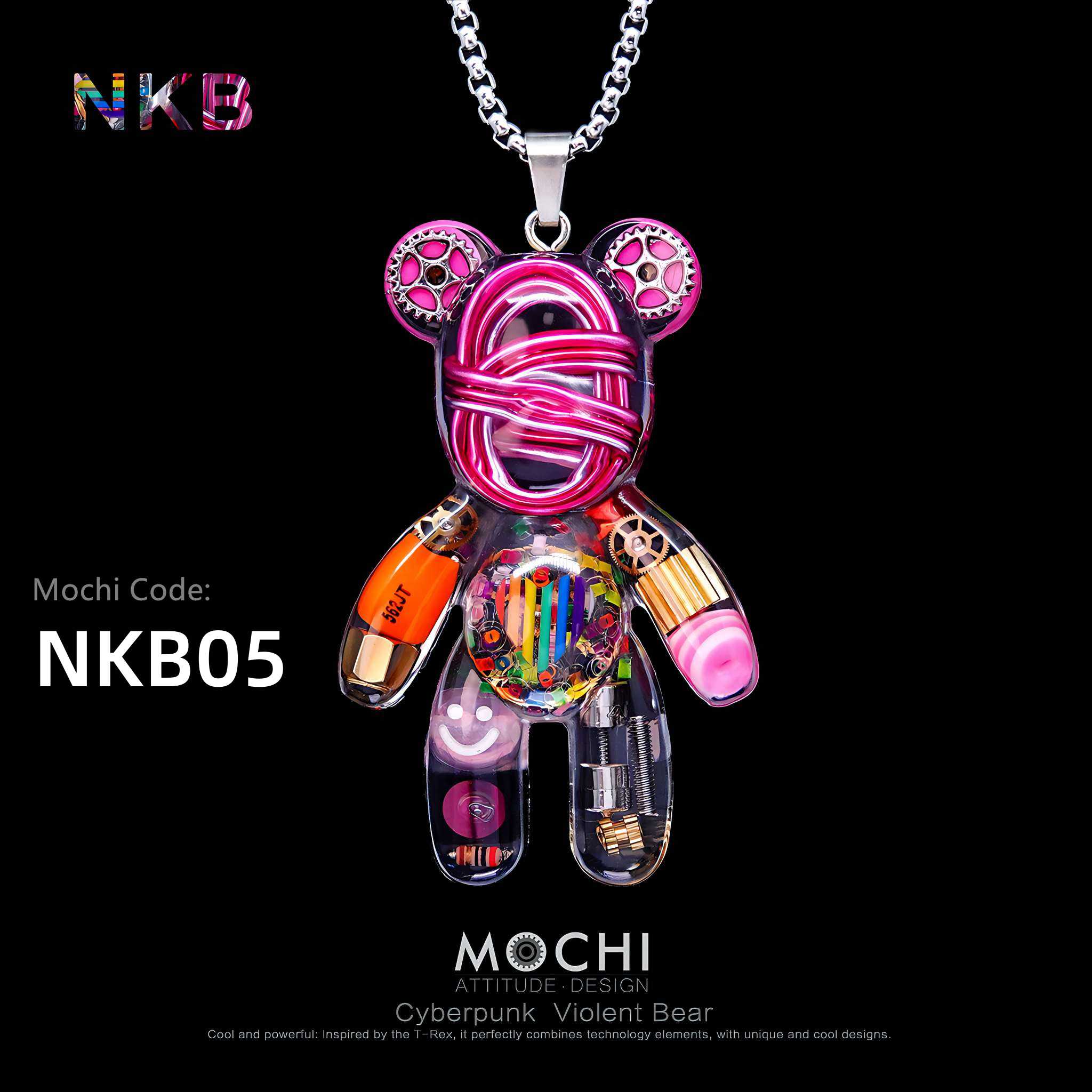 Neon Killer Bear – Cyberpunk Pendant & Chains | Mochipunk