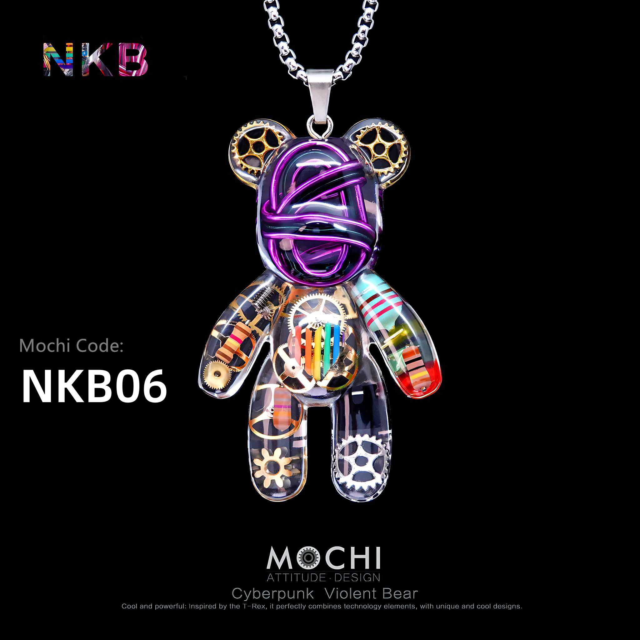 Neon Killer Bear – Cyberpunk Pendant & Chains | Mochipunk