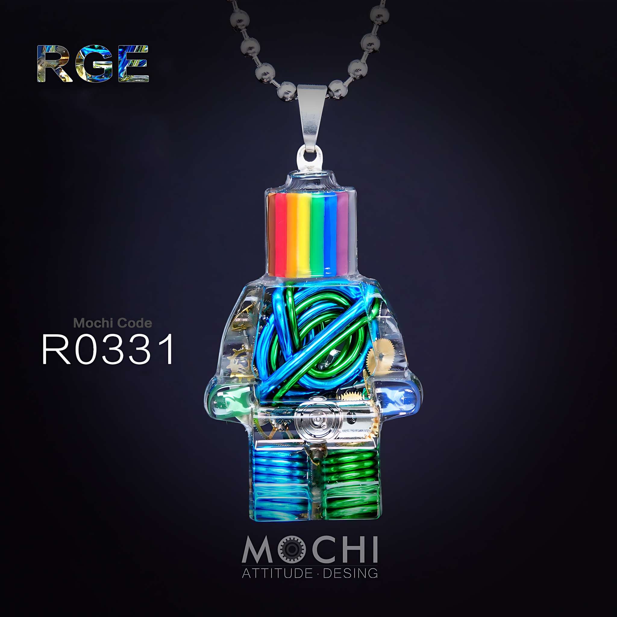 Rainbow Grid Entity - Cyberpunk Pendant & Chains | Mochipunk
