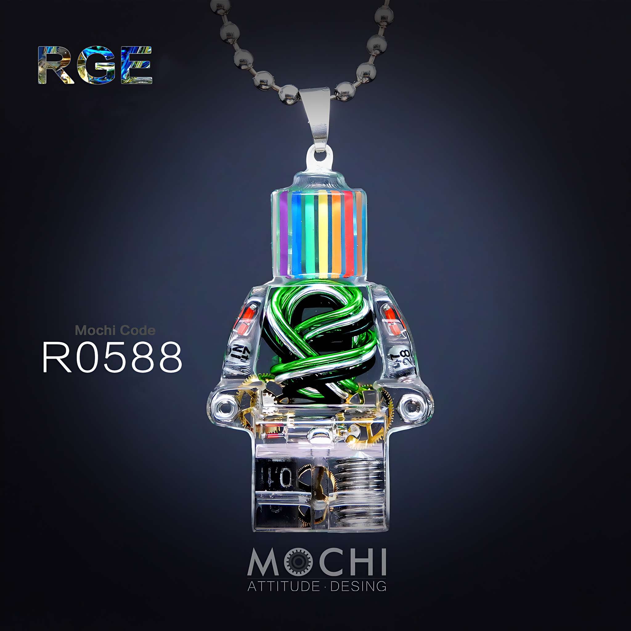 Rainbow Grid Entity - Cyberpunk Pendant & Chains | Mochipunk