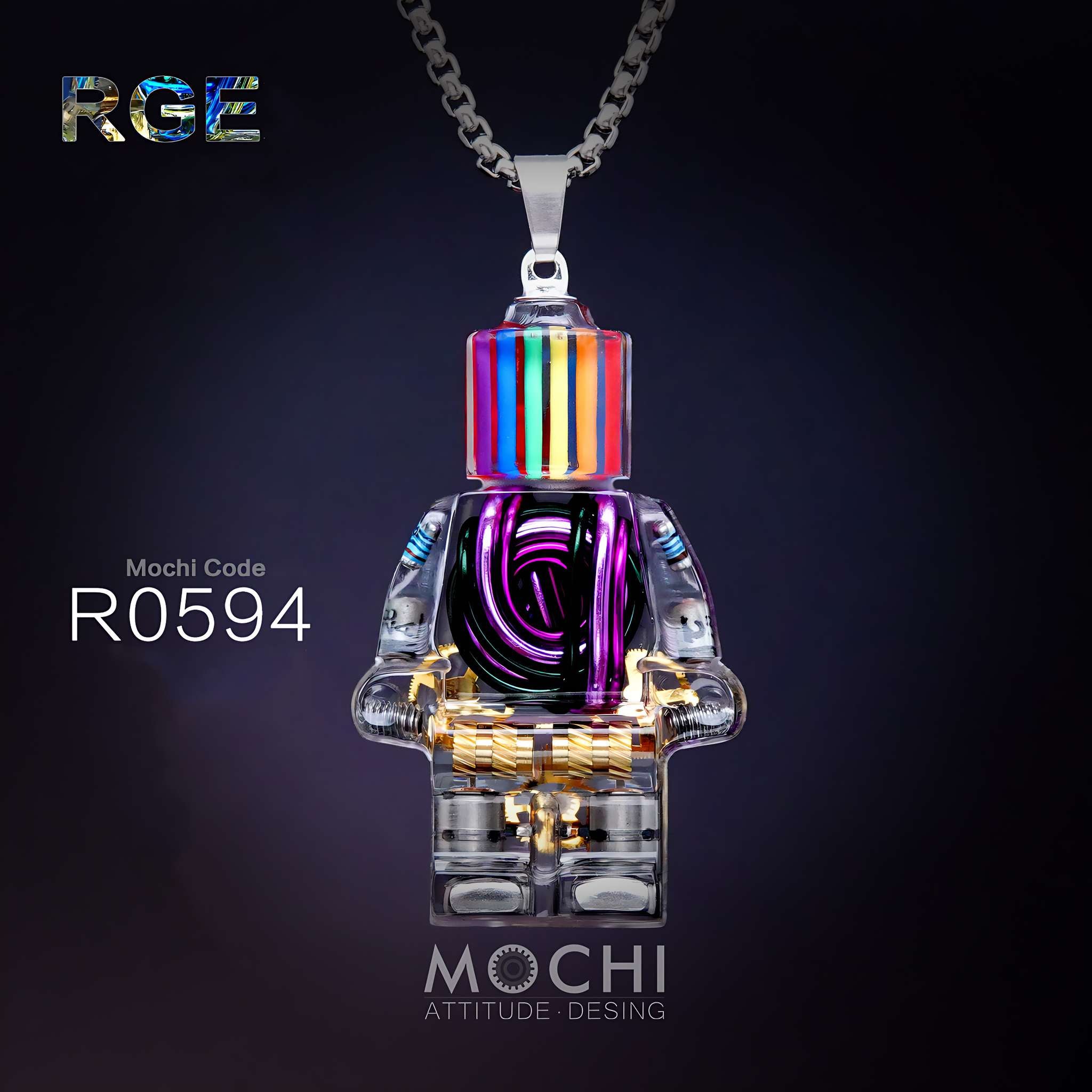 Rainbow Grid Entity - Cyberpunk Pendant & Chains | Mochipunk
