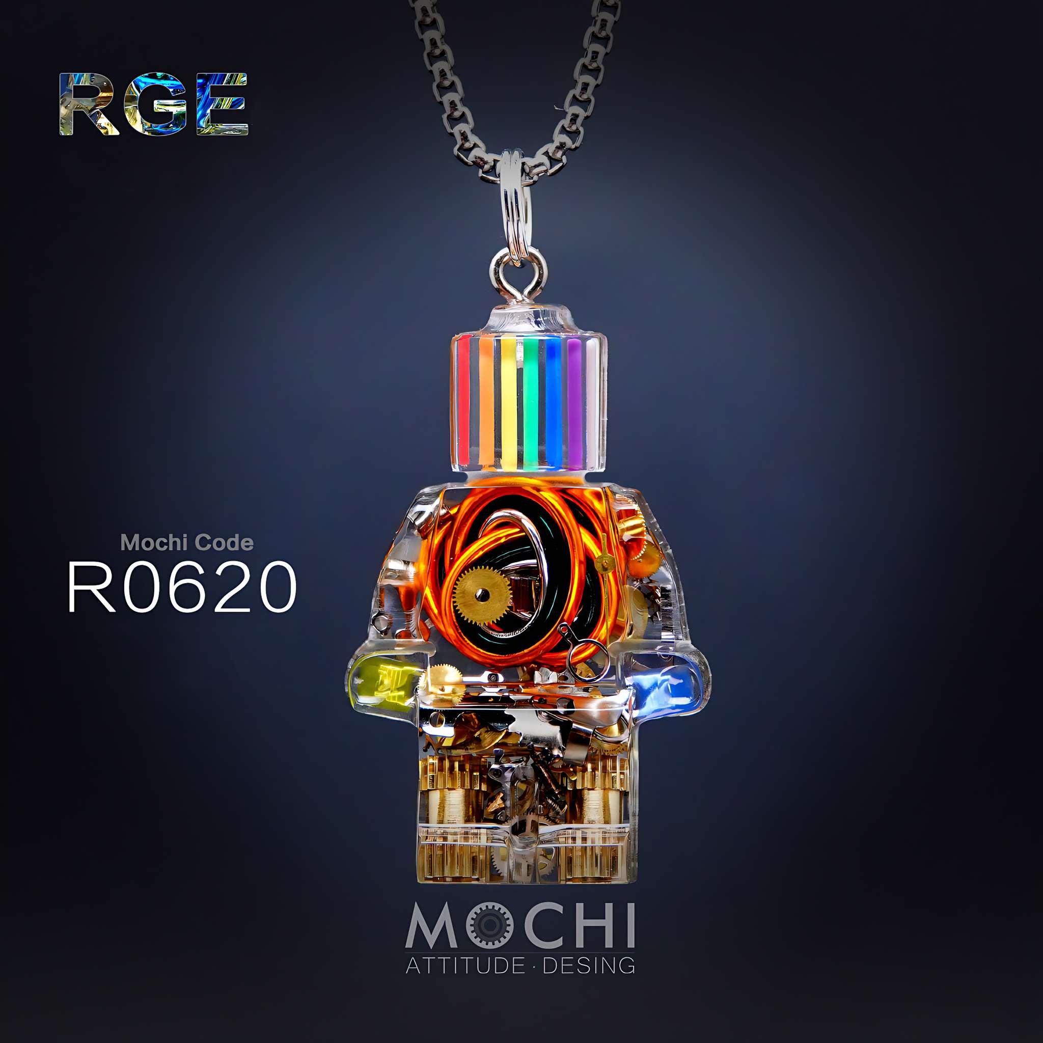 Rainbow Grid Entity - Cyberpunk Pendant & Chains | Mochipunk