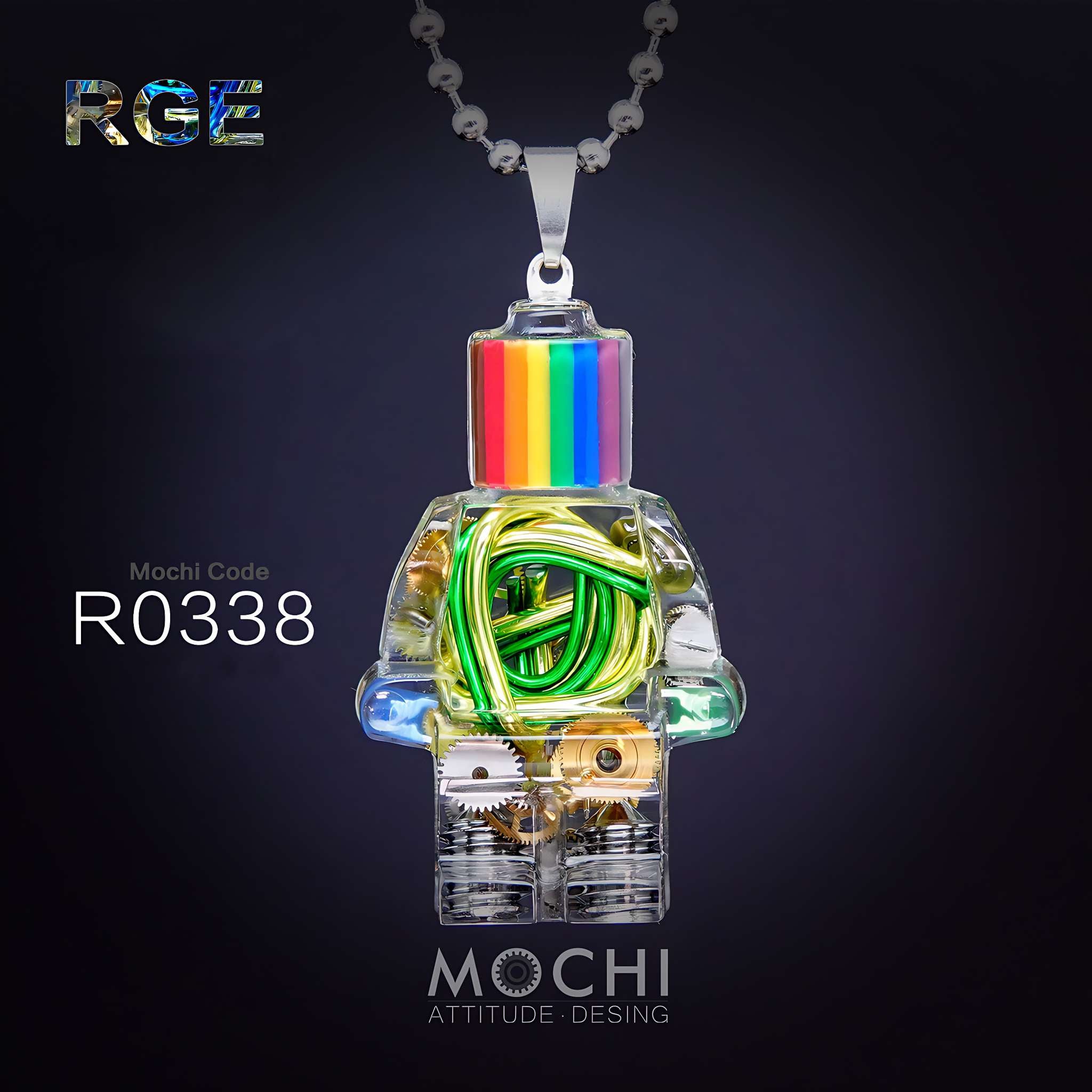 Rainbow Grid Entity - Cyberpunk Pendant & Chains | Mochipunk