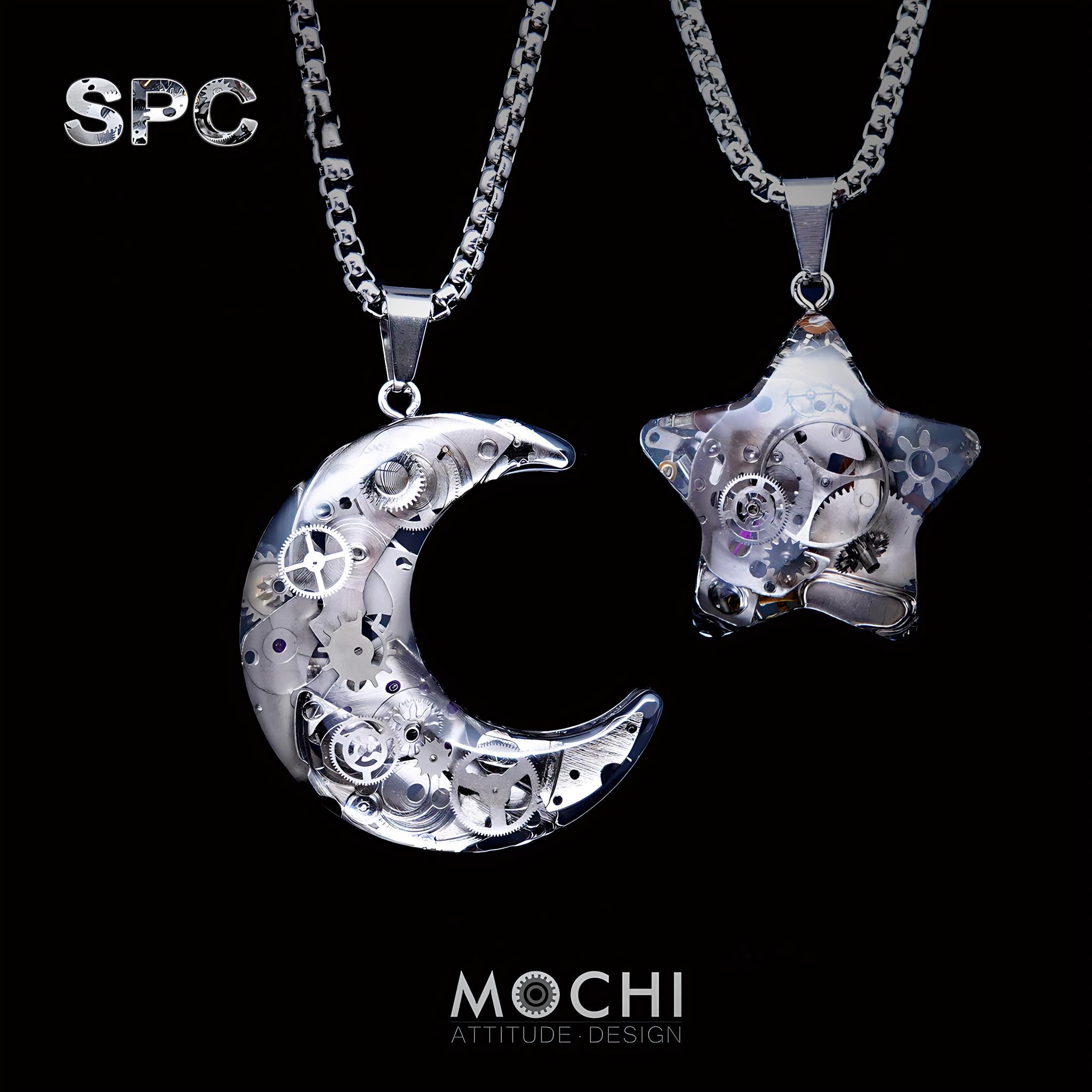 Moon & Star - Cyberpunk Pendant & Chains | Mochipunk