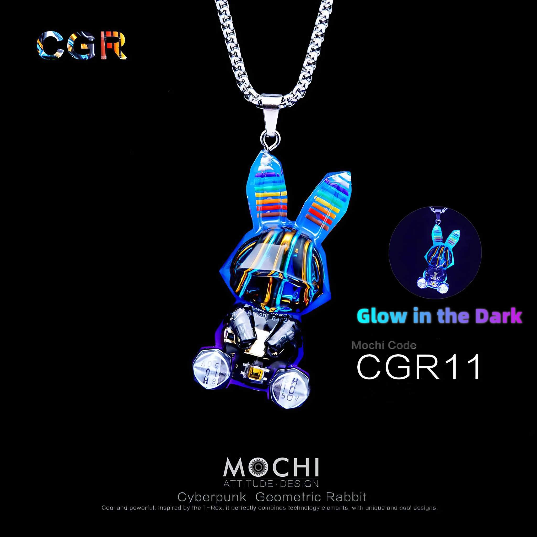 Geometric Rabbit - Cyberpunk Pendant & Chains | Mochipunk