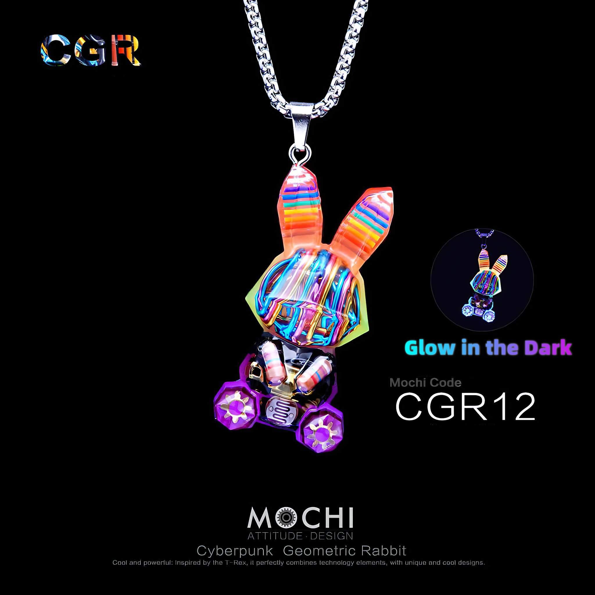 Geometric Rabbit - Cyberpunk Pendant & Chains | Mochipunk